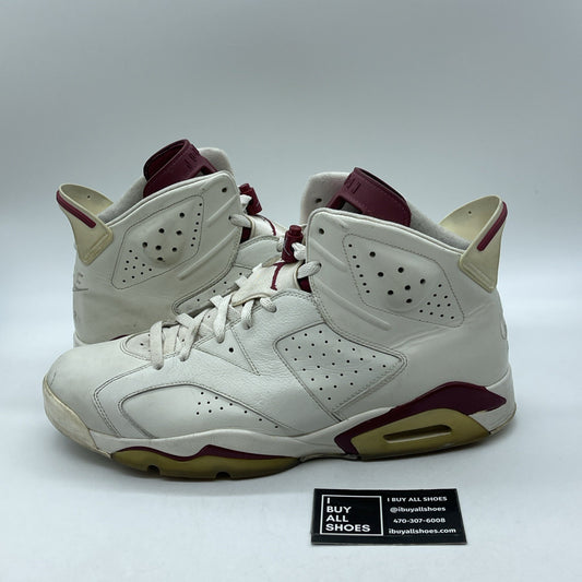 Size 14 - Air Jordan 6 Retro 2015 Maroon White Tan Leather (384664-116)