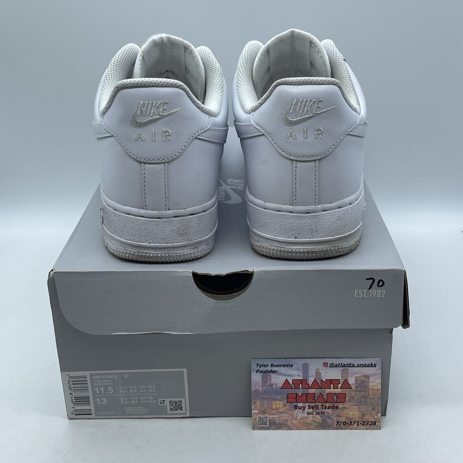 Size 11.5 - Nike Air Force 1 '07 Low Triple White Leather (CW2288-111)