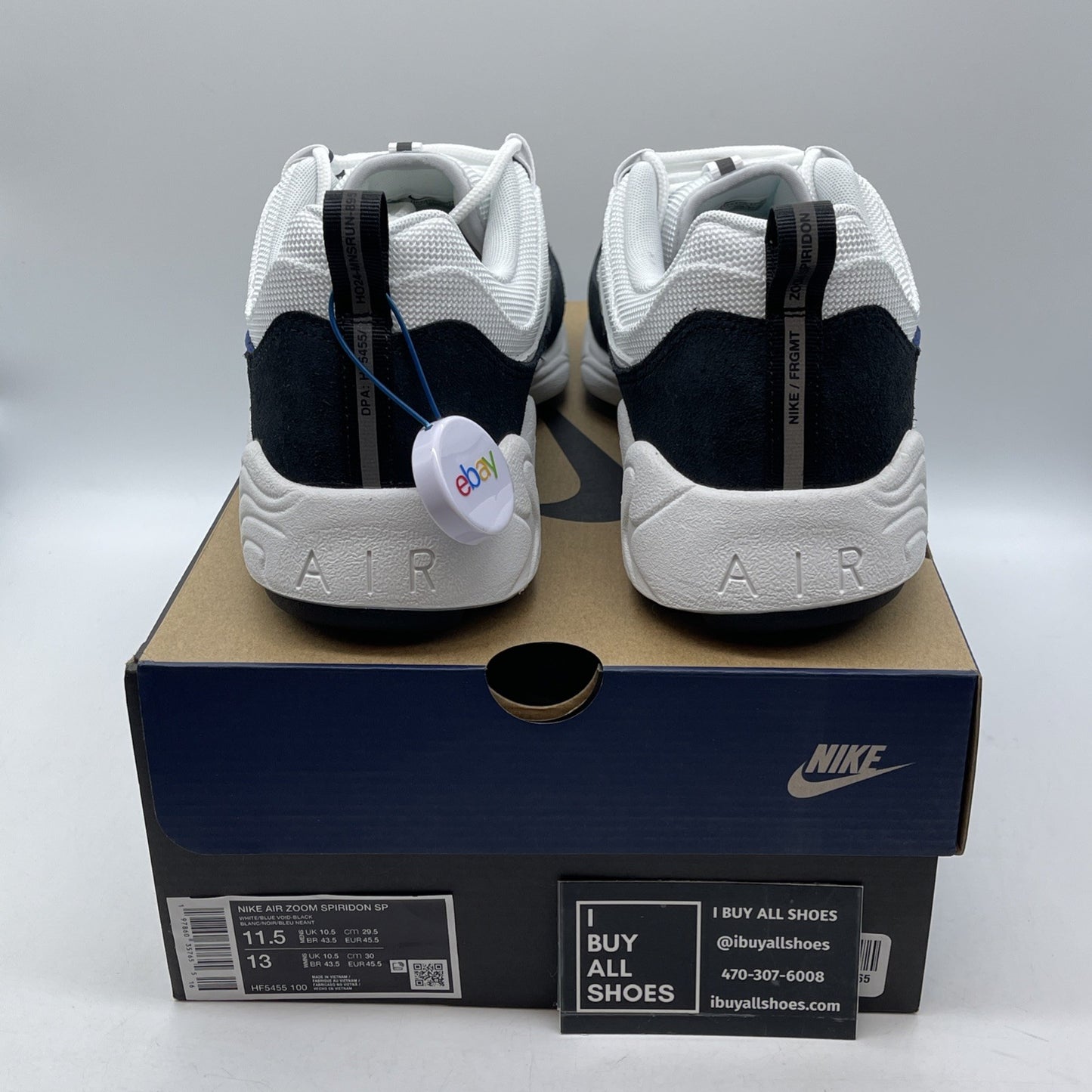 Size 11.5 - Nike Fragment Design x Air Zoom Spiridon White Blue Void HF5455-100