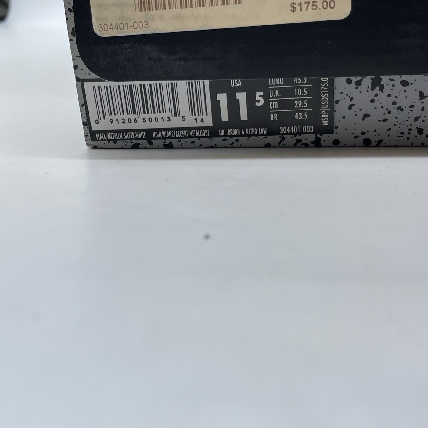 Size 11.5 - Air Jordan 6 Retro Low Chrome Silver Black Suede (304401-003)