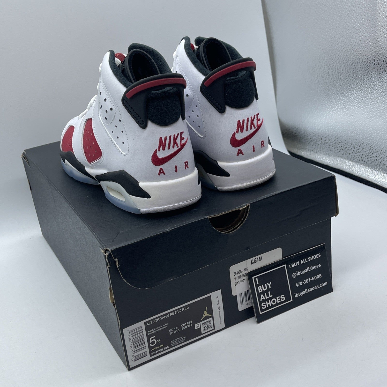 Size 5Y (GS) - Jordan 6 Retro 2021 Mid Carmine Red White Suede (384665-106)