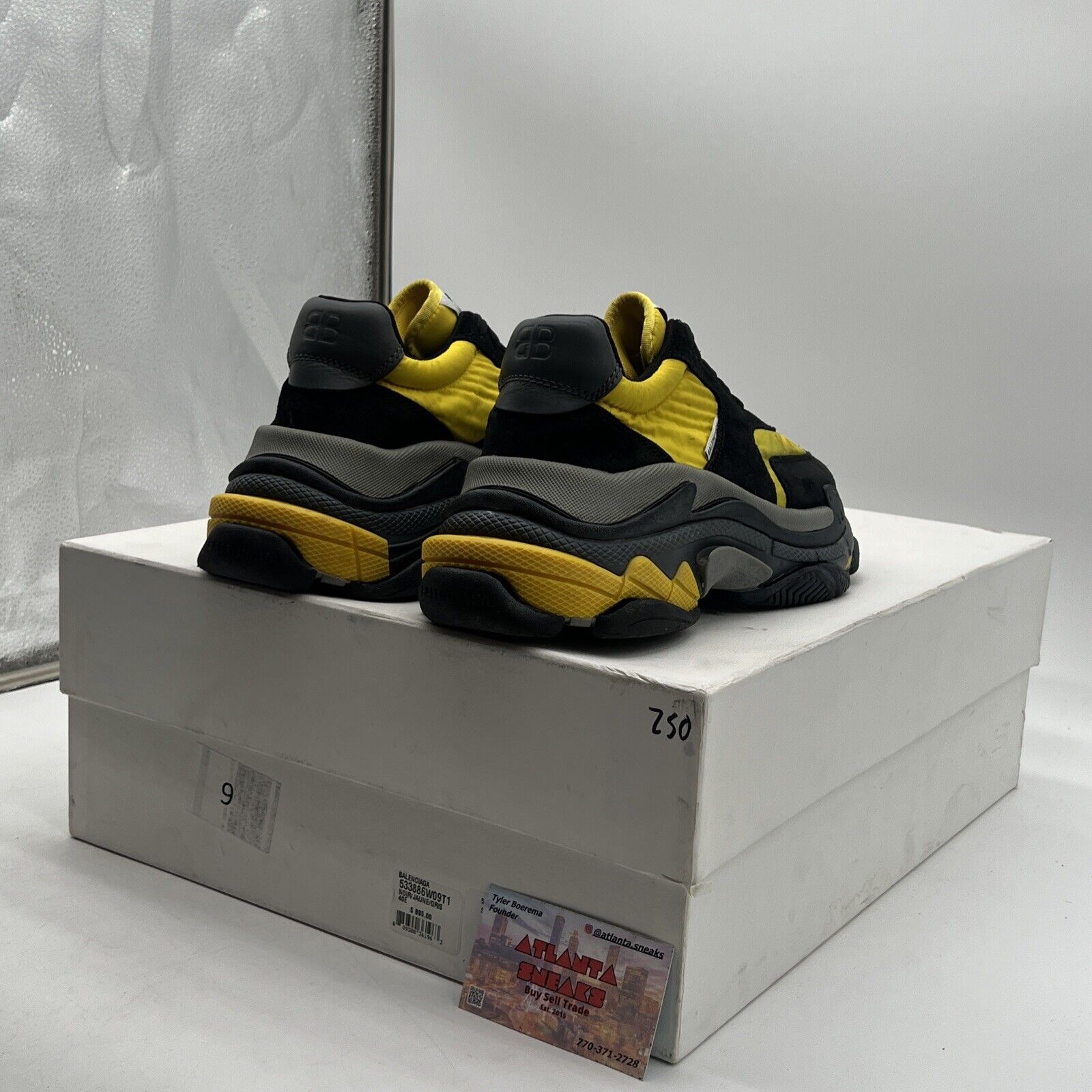 Size 7 - Balenciaga Triple S Sneaker Black Yellow Grey Suede