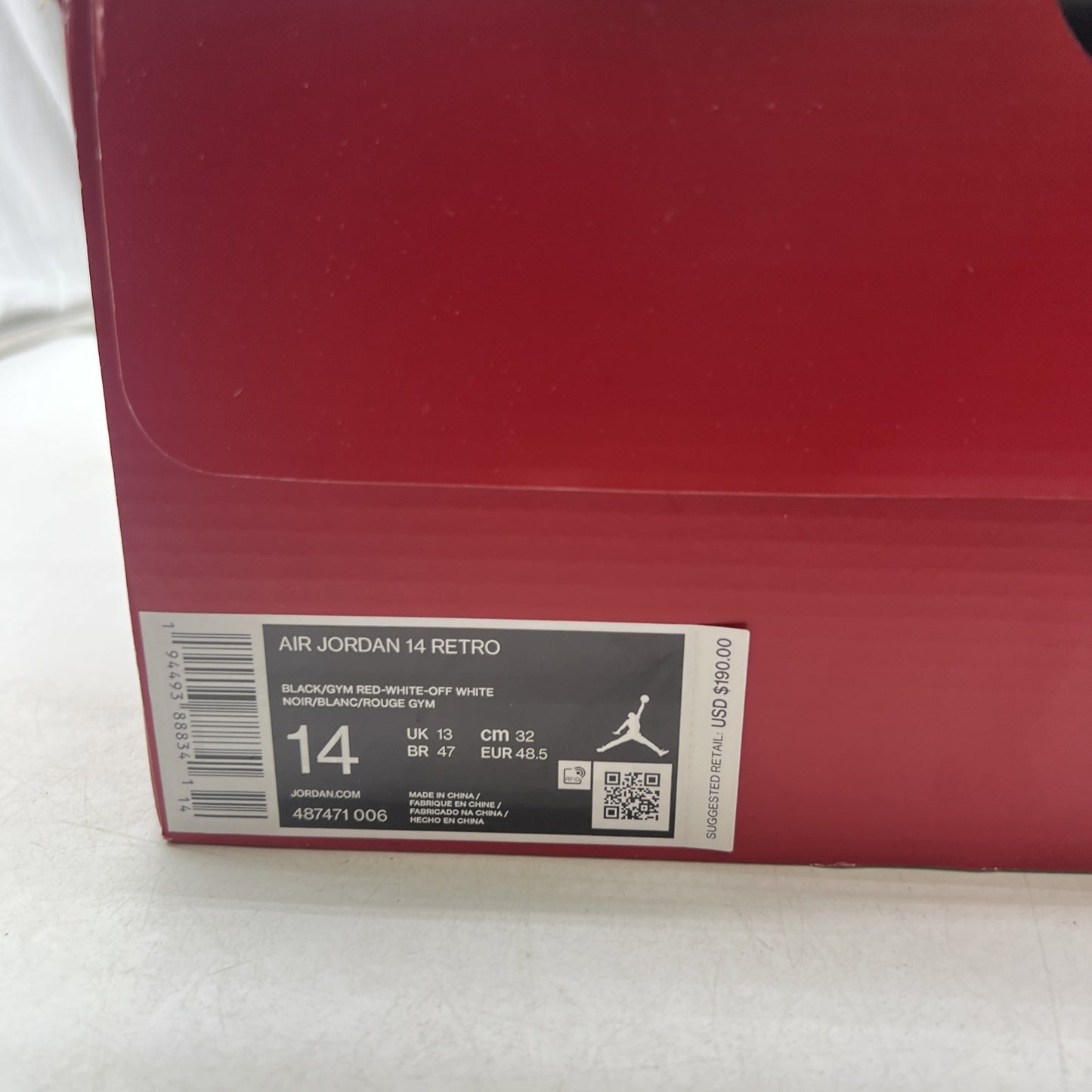 Size 14 - Air Jordan 14 Retro Gym Red (487471-006)