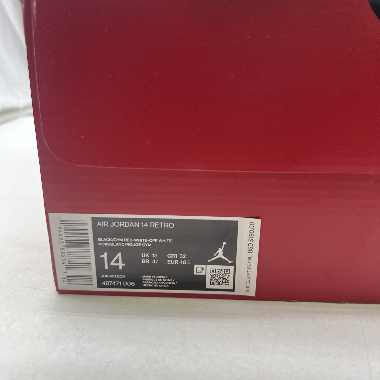 Size 14 - Air Jordan 14 Retro Gym Red (487471-006)