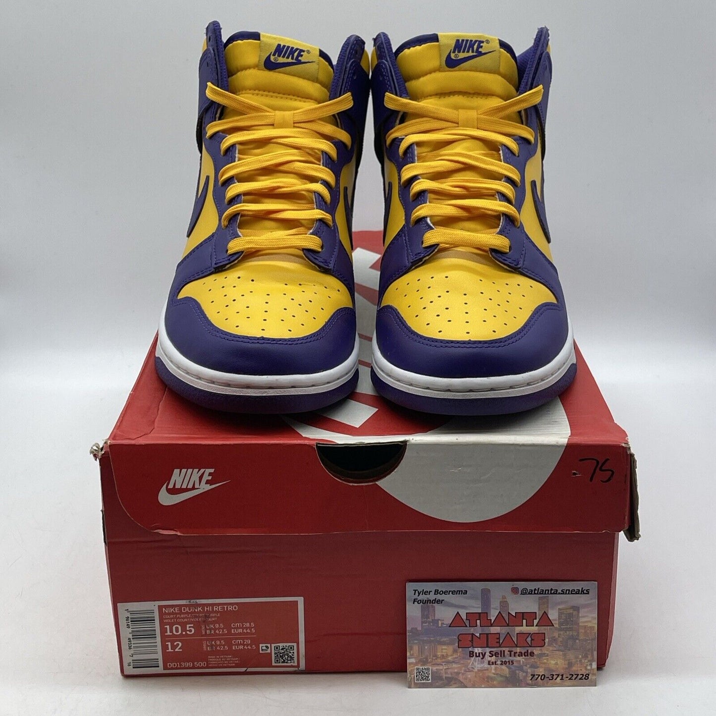 Size 10.5 - Nike Dunk High Lakers Yellow Purple Leather (DD1399-500)