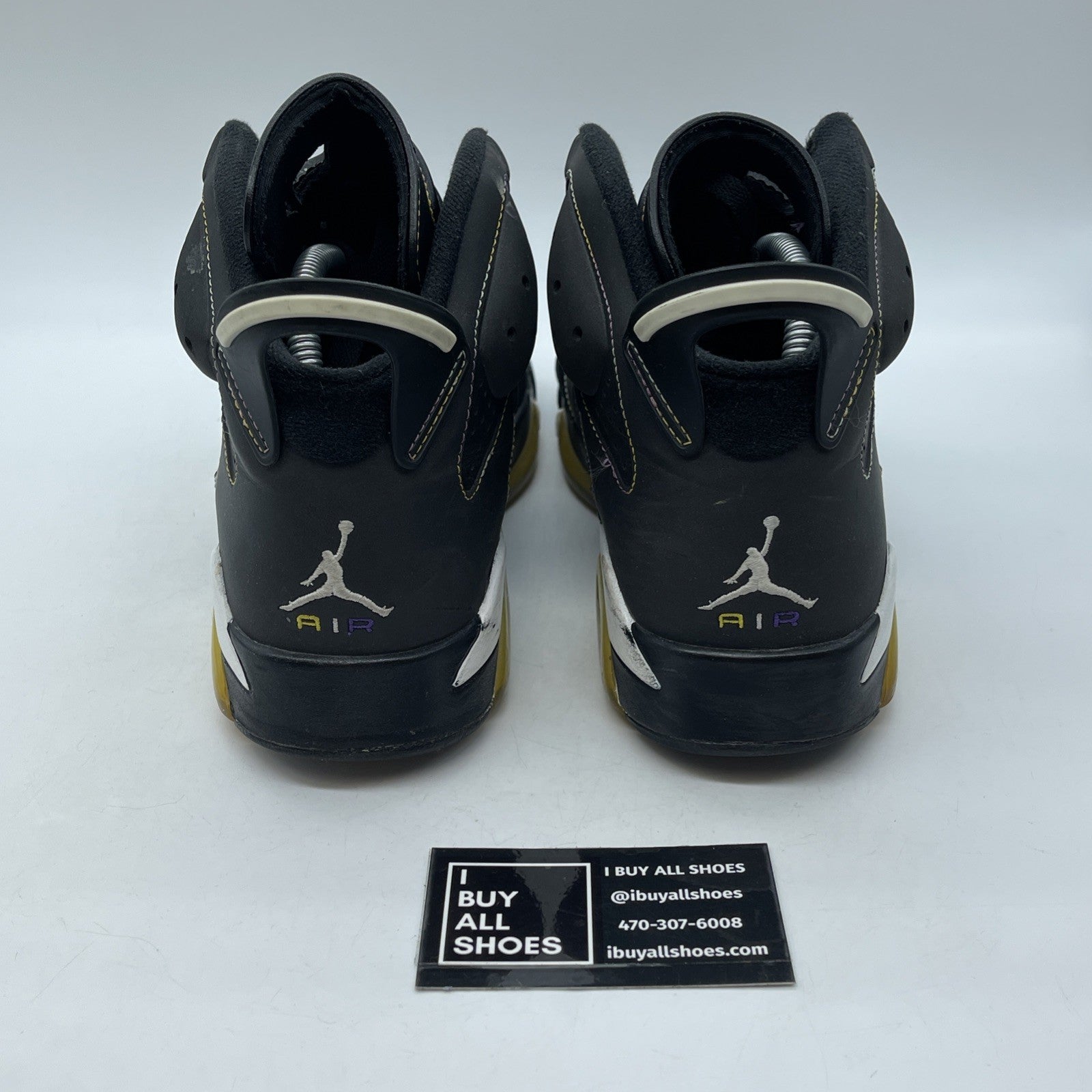 Size 9 - Air Jordan 6 Retro Lakers Black Grey Suede Leather (384664-002)