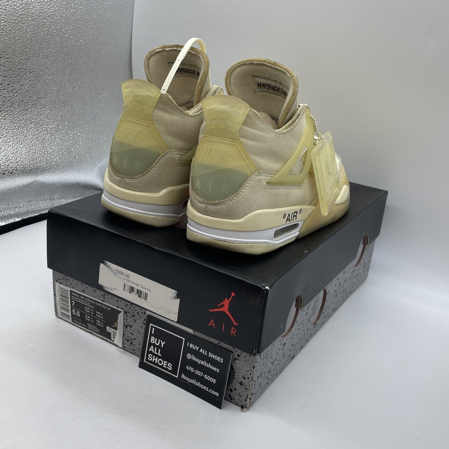 Size 7W - Jordan 4 SP x Off-White Mid Sail Suede Leather (CV9388-100)