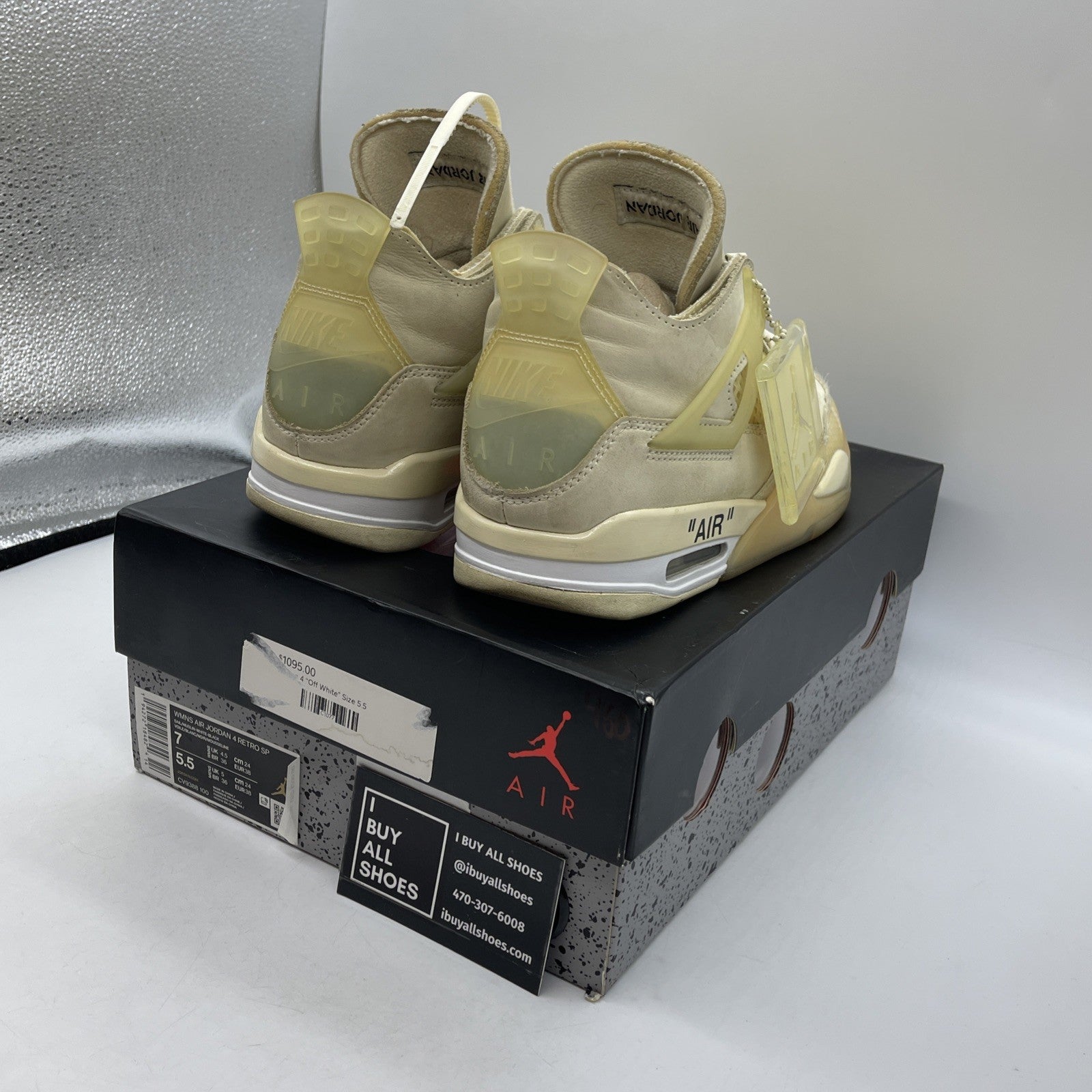 Size 7W - Jordan 4 SP x Off-White Mid Sail Suede Leather (CV9388-100)