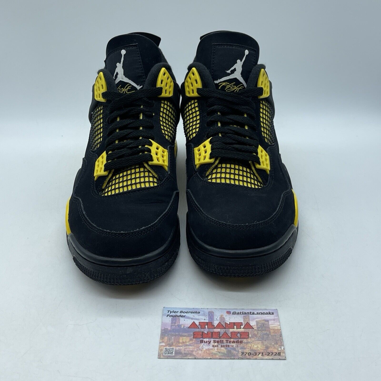 Size 9 - Jordan 4 Retro Mid Thunder Yellow White Leather Black Suede (DH6927-017