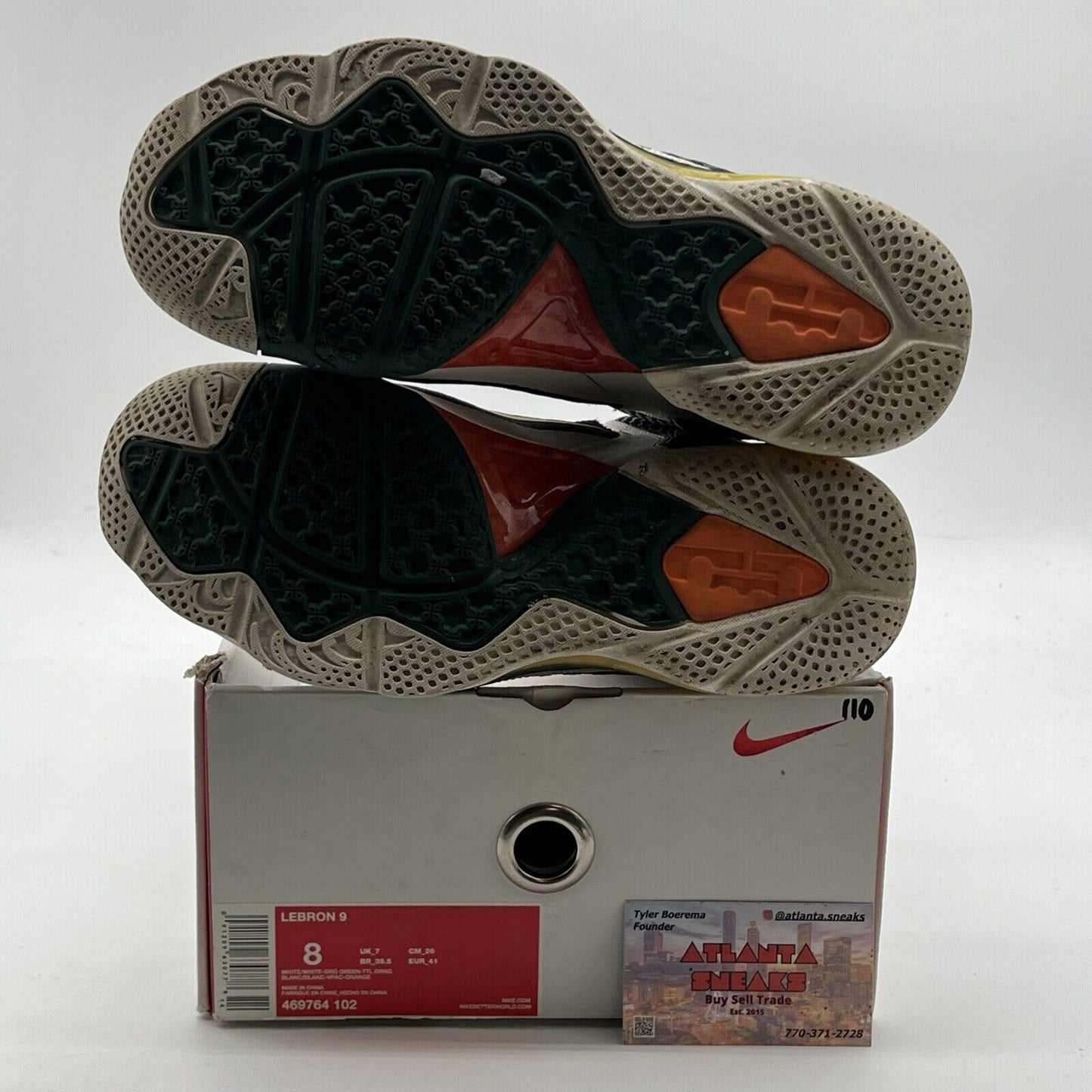 Size 8 - Nike LeBron 9 Miami Hurricanes (469764-102)