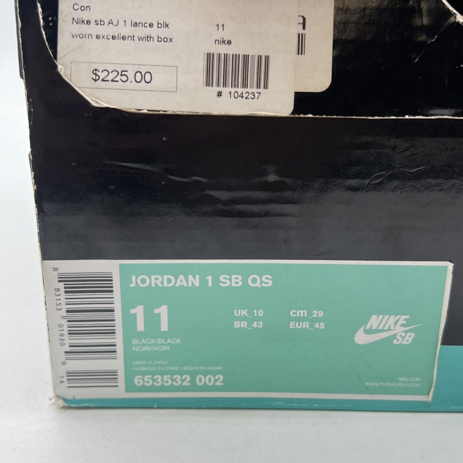 Size 11 - Lance Mountain x Air Jordan 1 Retro SB QS Black (653532-002)