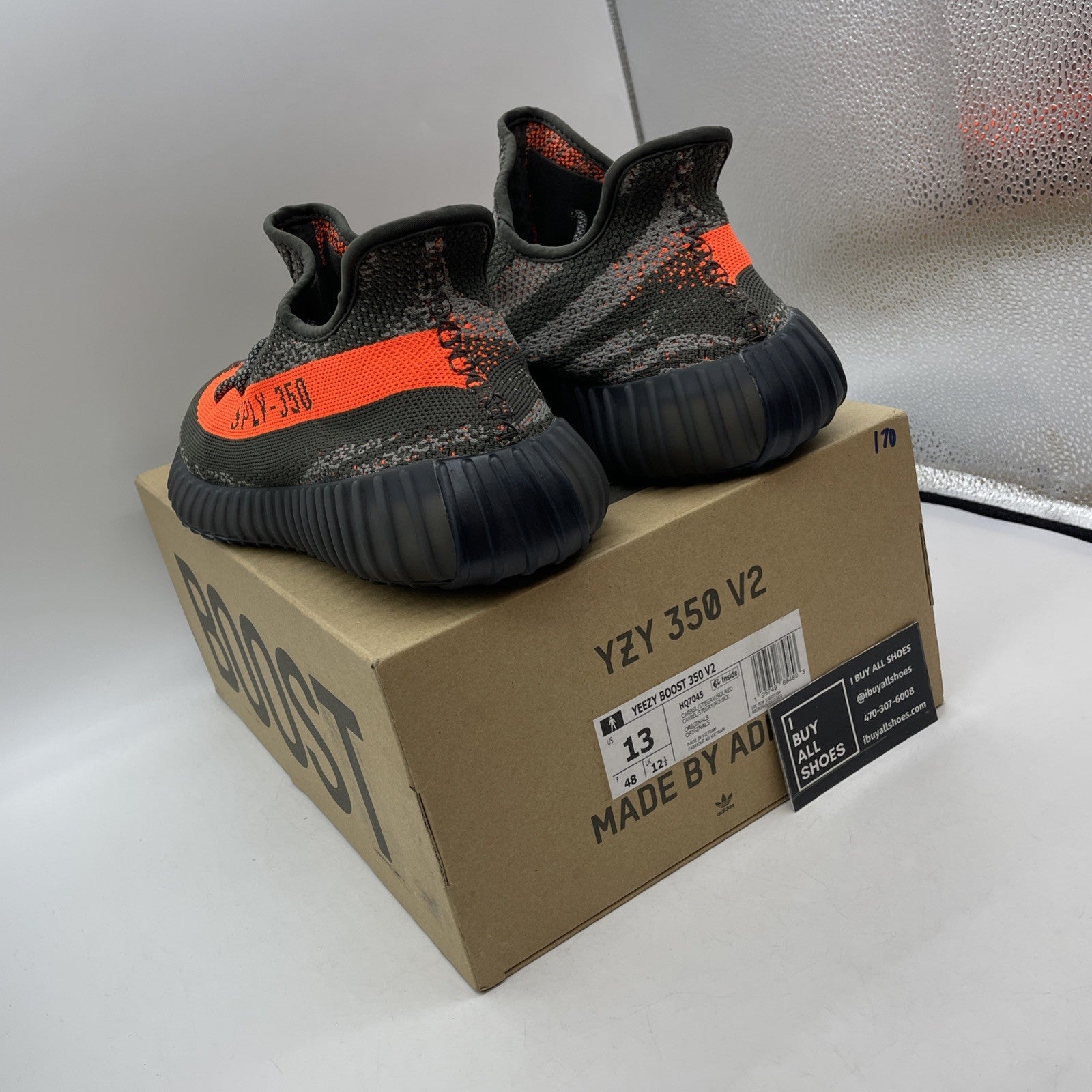 Size 13 - adidas Yeezy Boost 350 V2 Low Carbon Beluga Green Suede (HQ7045)