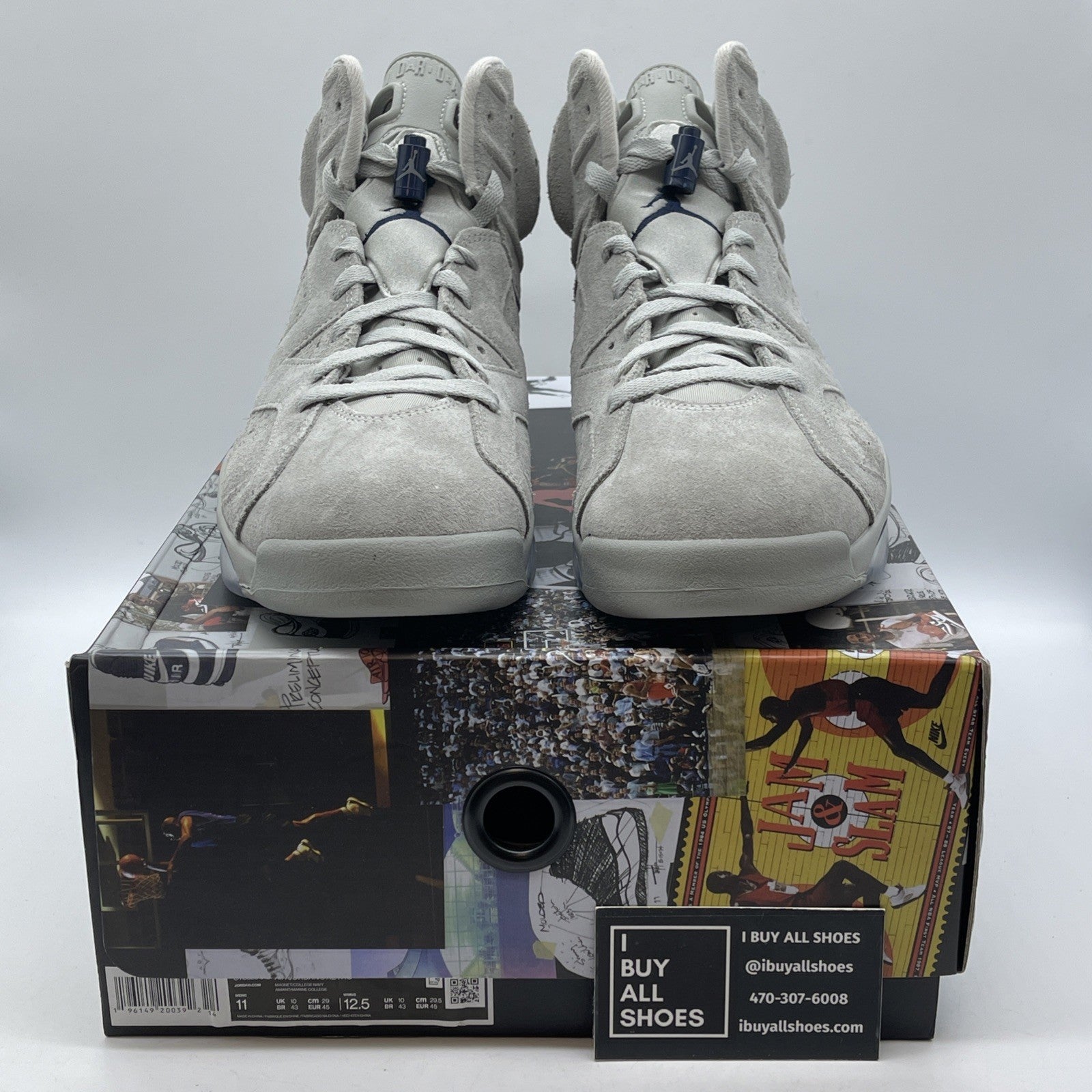 Size 11 - Jordan 6 Retro Mid Georgetown Blue Grey Blue Suede (CT8529-012)