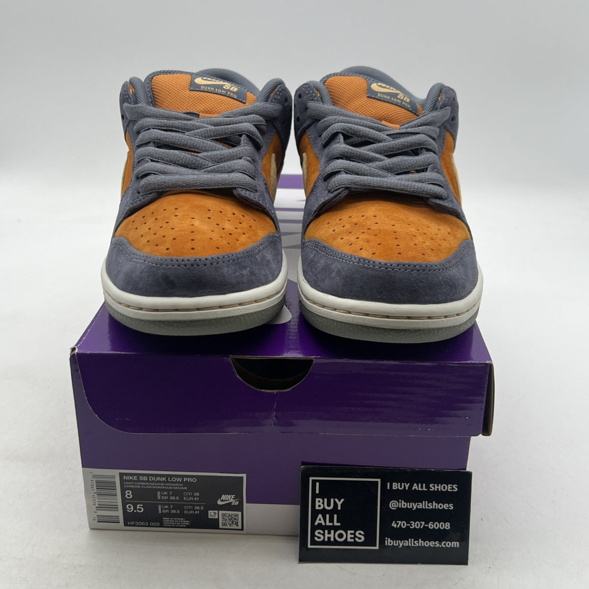 Size 8 - Nike Dunk SB Low Light Carbon Monarch (HF3063-002)