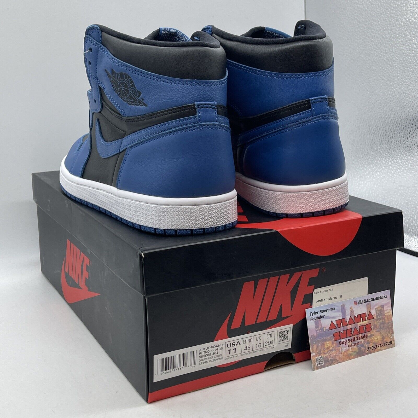 Size 11 - Jordan 1 Retro OG High Dark Marina Blue White Black (555088-404)
