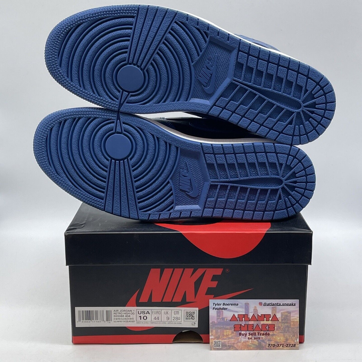 Size 10 - Jordan 1 Retro OG High Dark Marina Blue Leather (555088-404)
