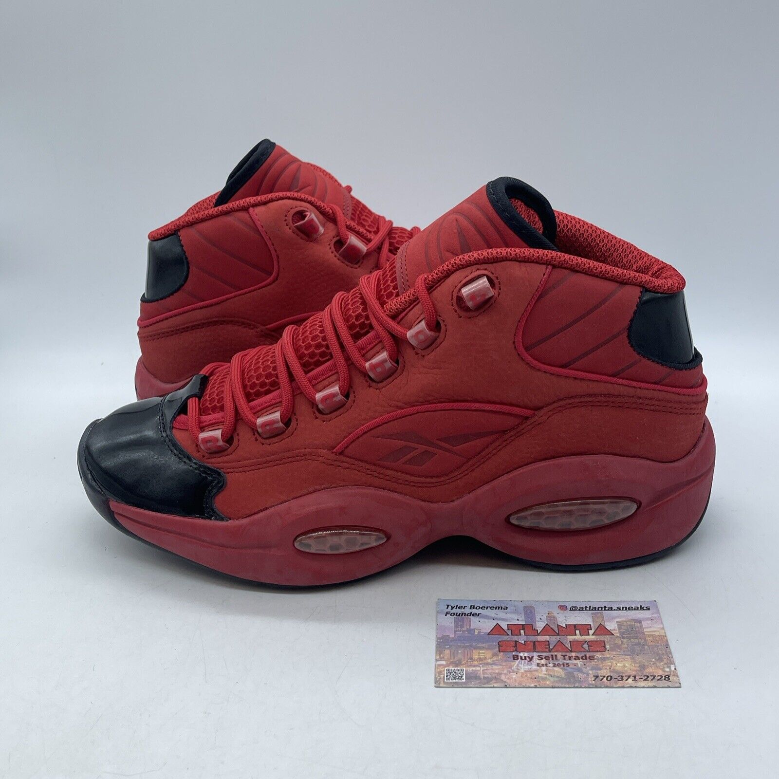 Size 8.5 - Reebok Question Mid Scarlet Red Black Suede Leather (FW5304)