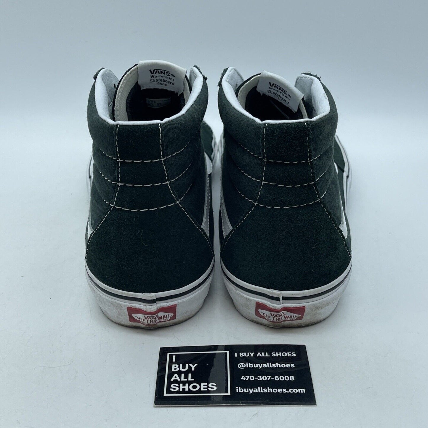 Size 12 - Vans Olive Green White Black Red Suede Leather High Top (751505)