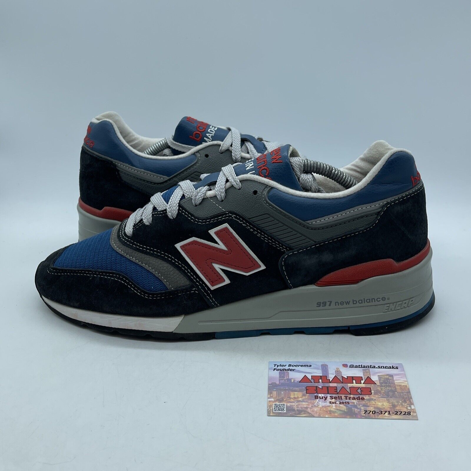 Size 11 - New Balance 997 Blue Black Red Grey Suede Leather (M997JNB)