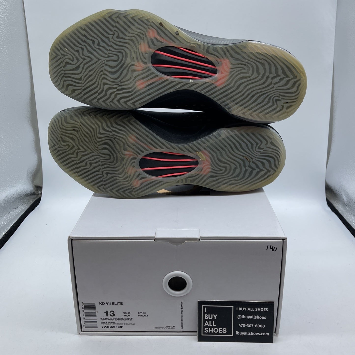 Size 13 - Nike KD 7 Rose Gold Black Leather (724349-090)