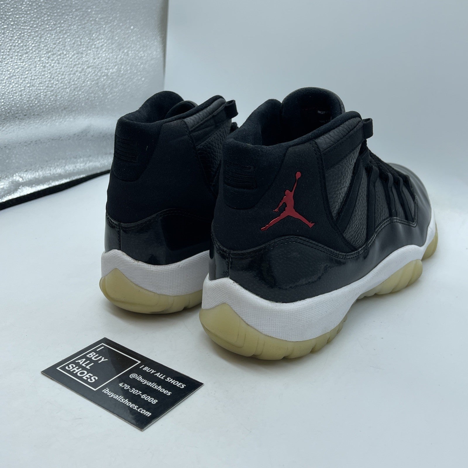 Size 9.5 - Jordan 11 Retro 72-10 Black Red Suede Leather (378037-002)