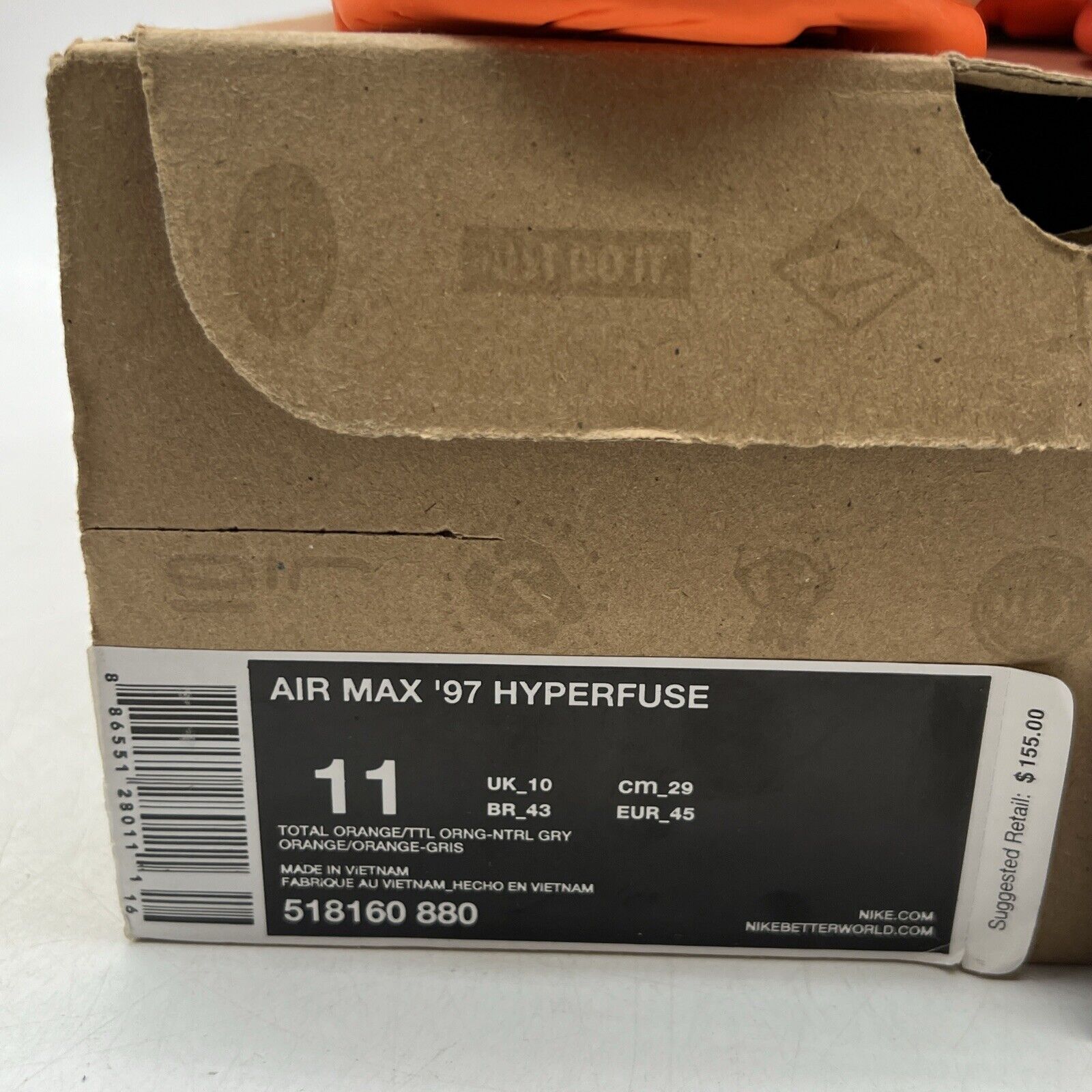 Size 11 - Nike Air Max 97 Hyperfuse Total Orange (518160-880)