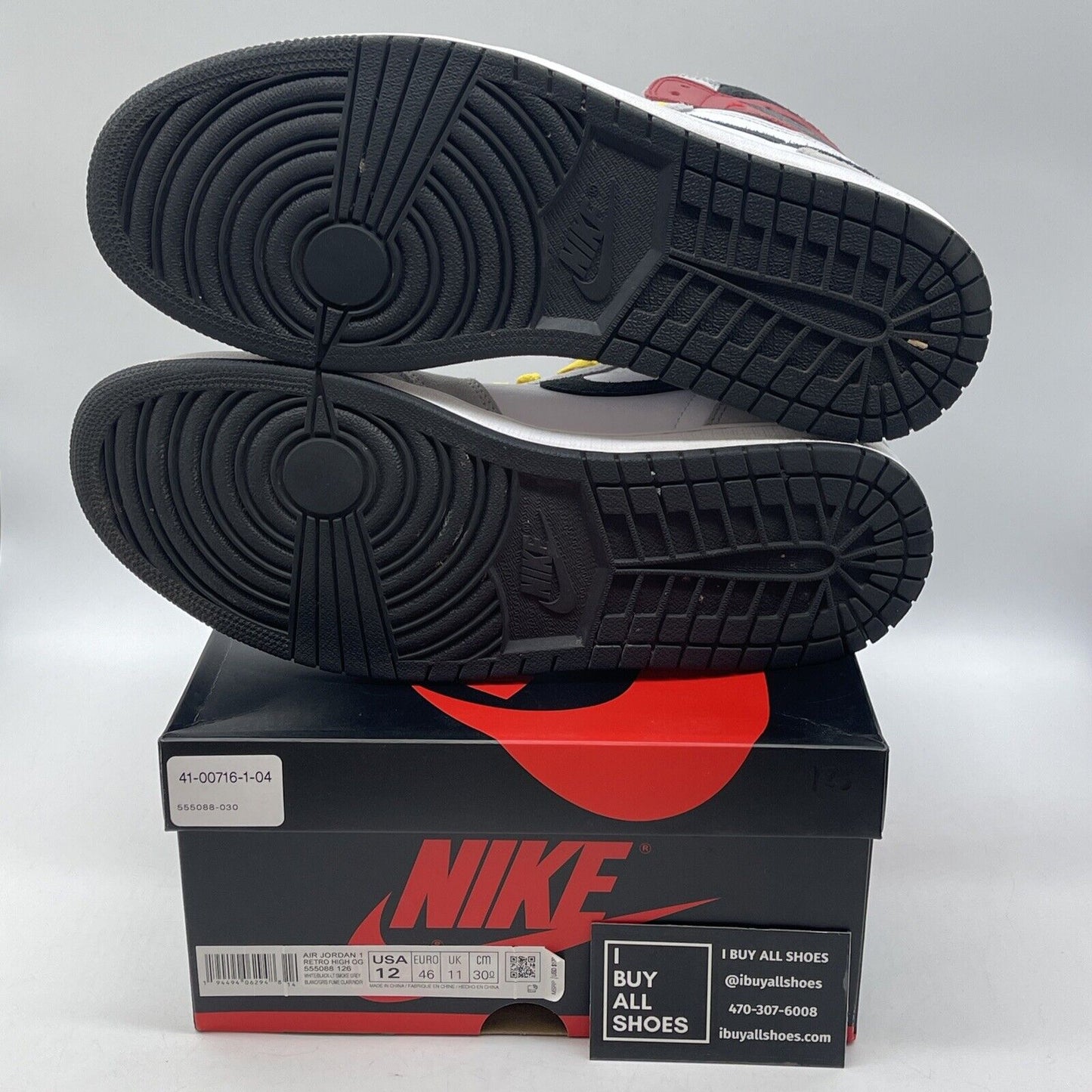 Size 12 - Jordan 1 Retro High OG Smoke Gray Red Suede Leather (555088-126)
