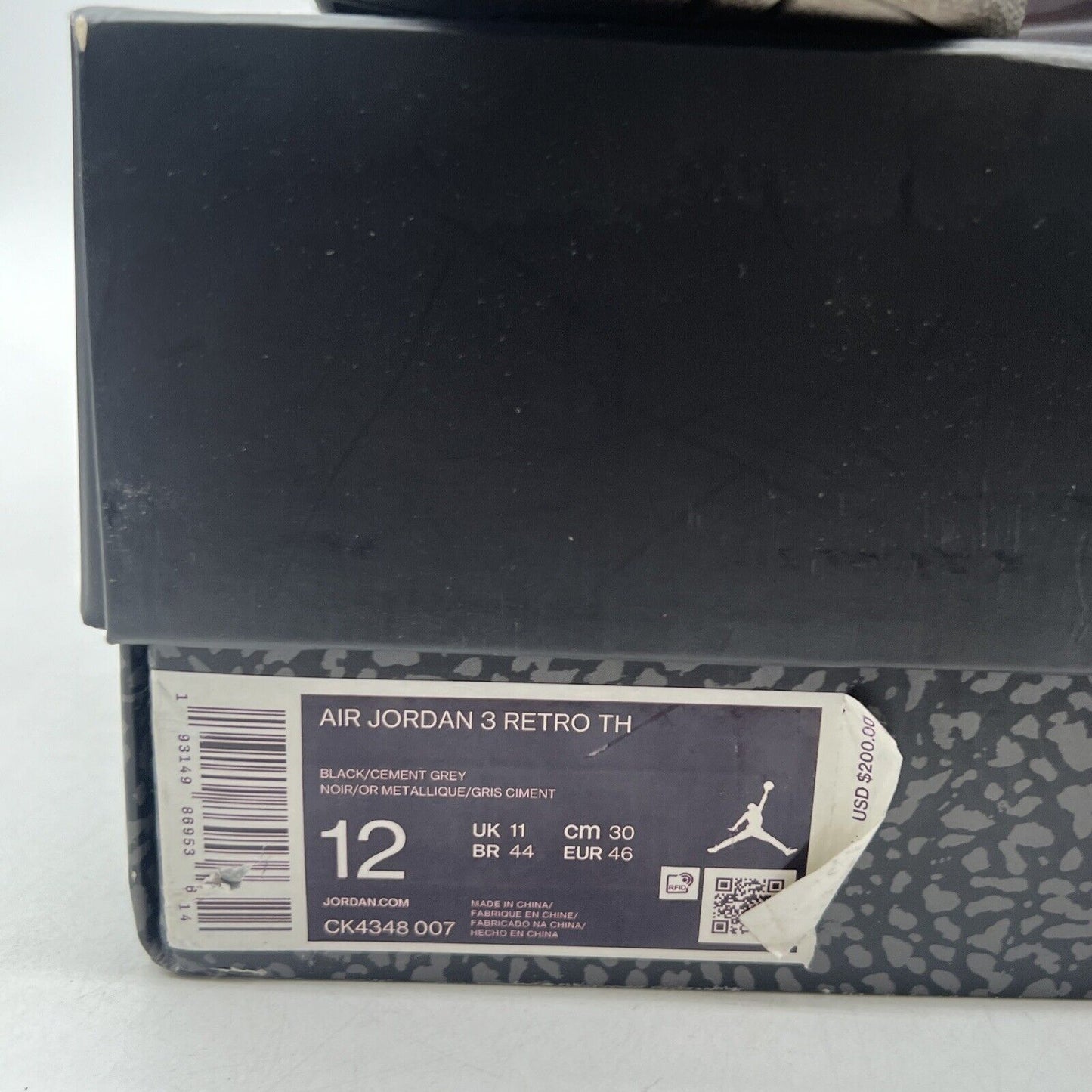 Size 12 - Jordan 3 Retro Tinker SP Black Cement 2019 (CK4348-007)