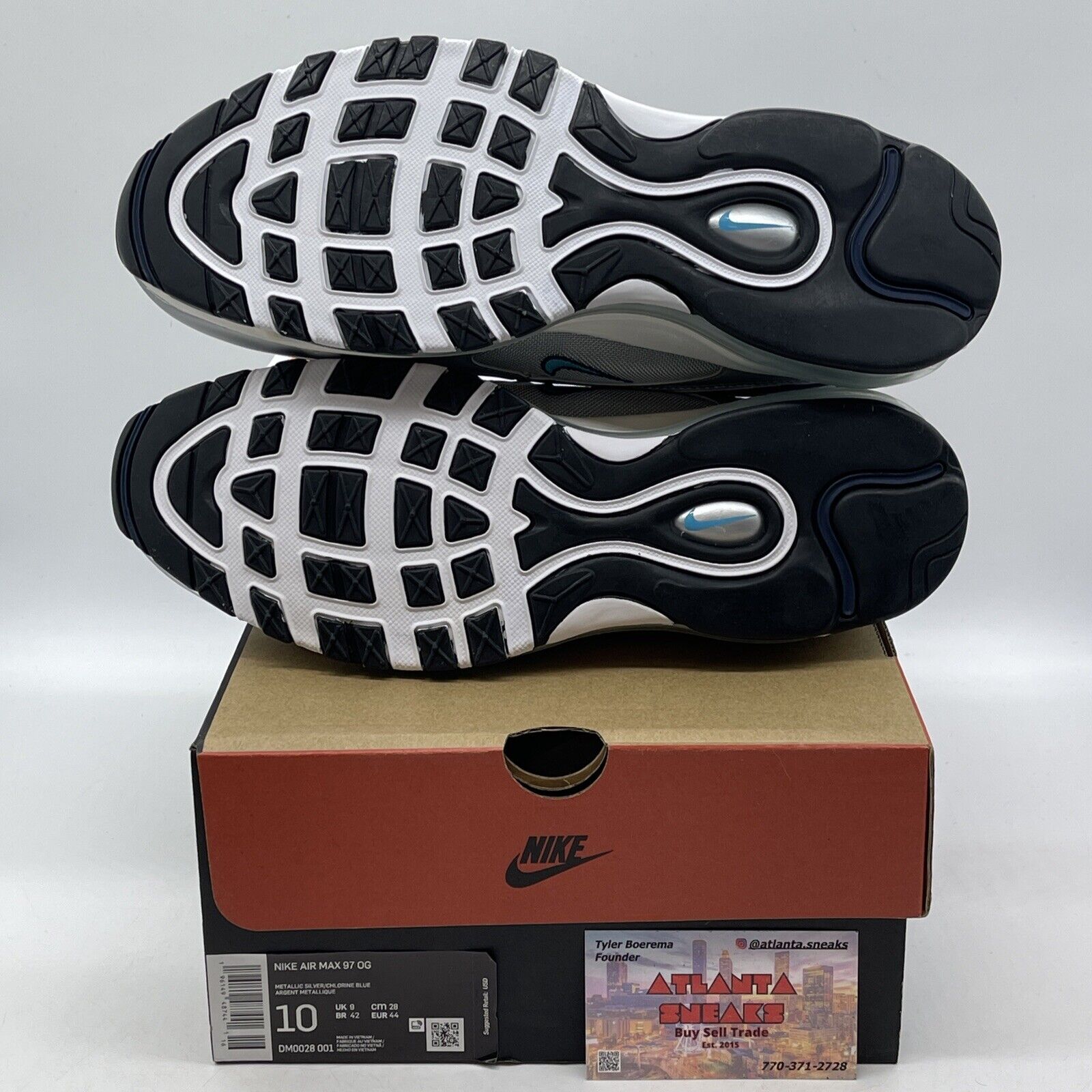 Size 10 - Nike Air Max 97 OG Metallic Silver Chlorine Blue White (DM0028-001)