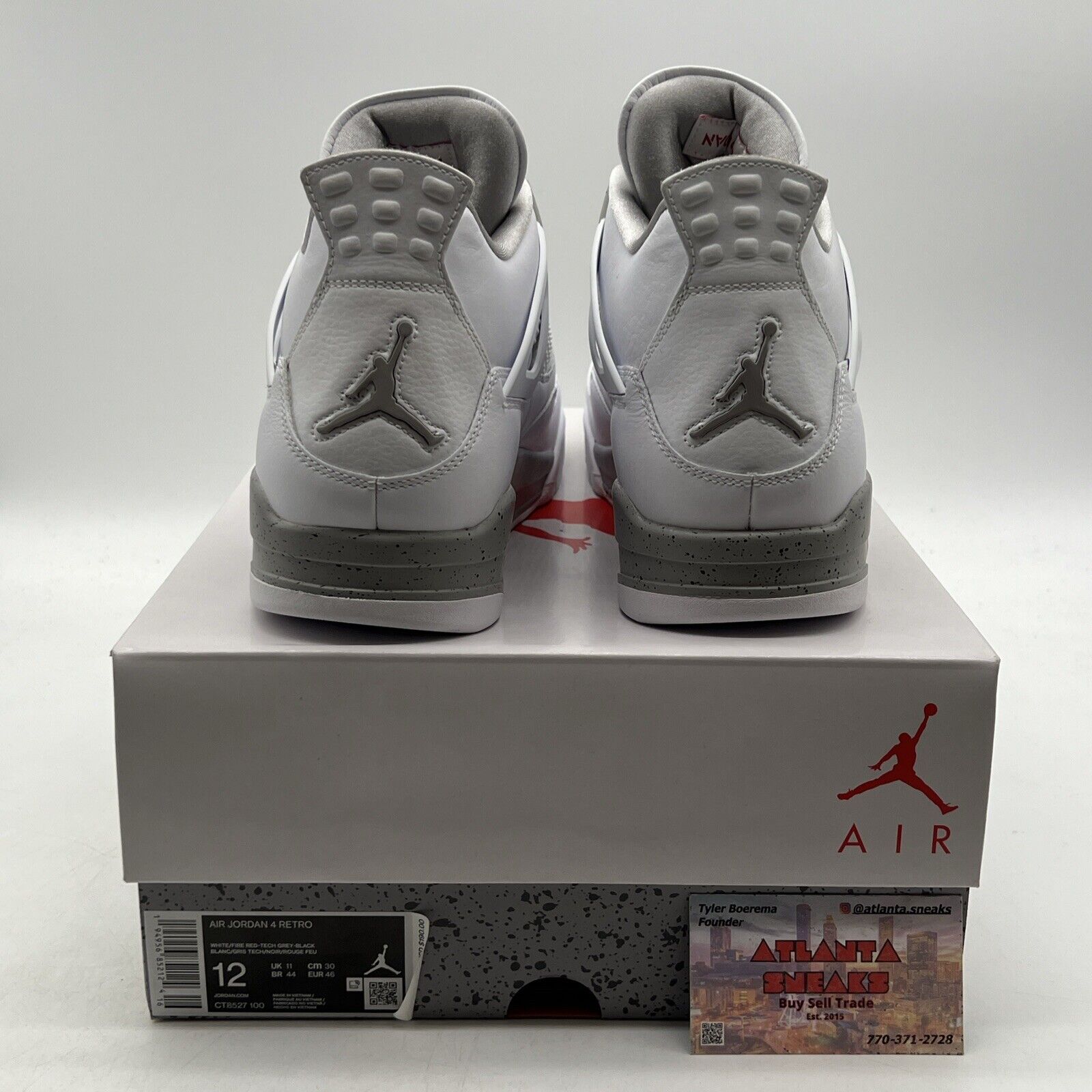 Size 12 - Jordan 4 Retro Mid White Oreo White Leather Grey (CT8527-100)