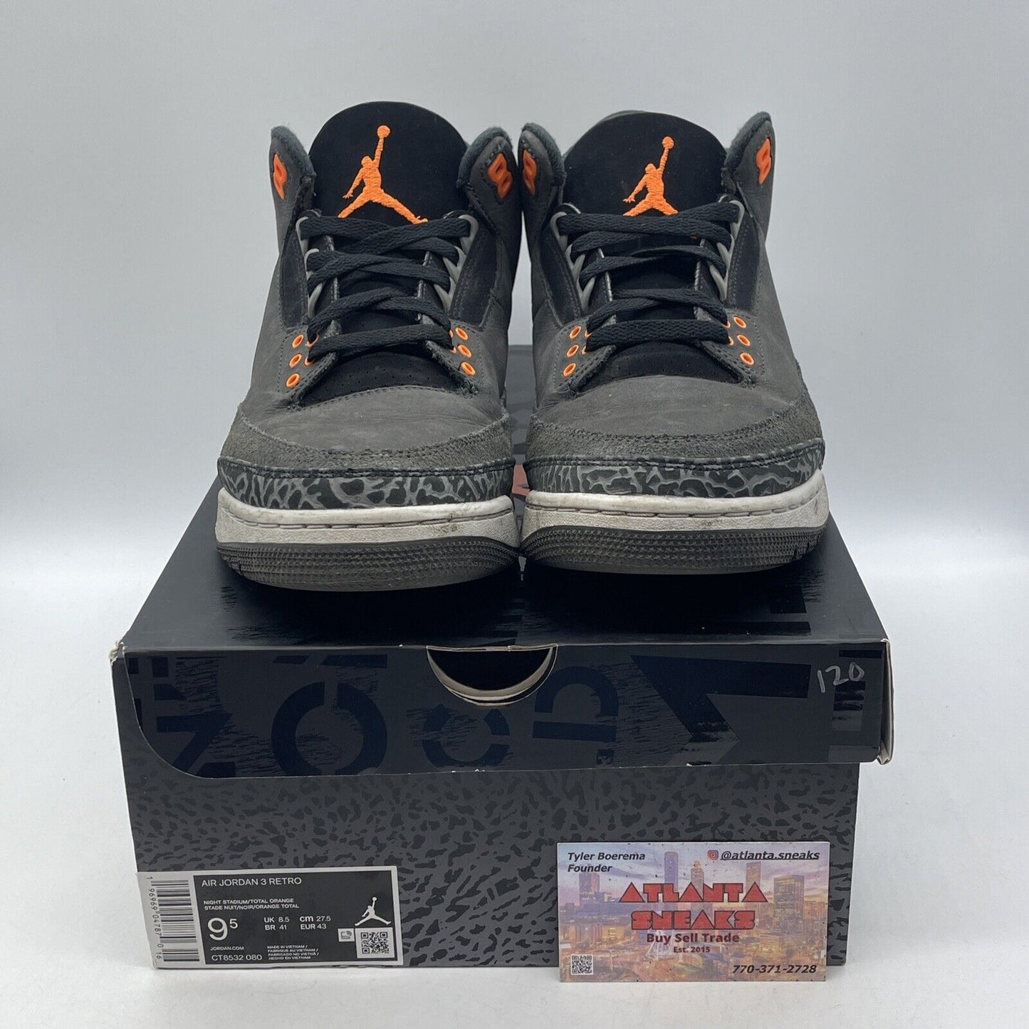 Size 9.5 - Jordan 3 Retro 2023 Mid Fear Grey Black Suede Orange (CT8532-080)