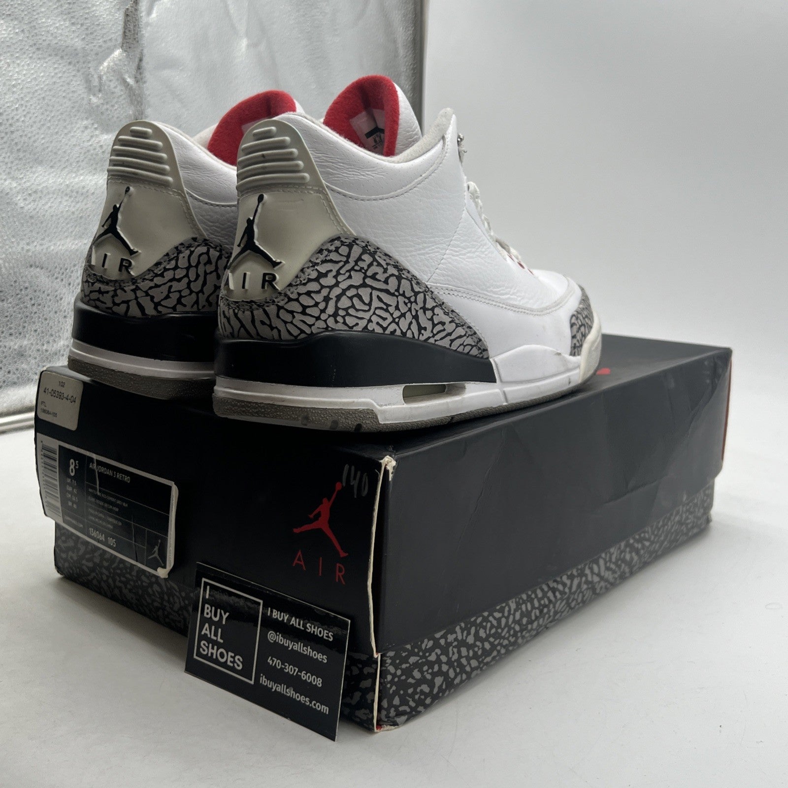 Size 8.5 - Air Jordan 3 Retro White Cement 2011 (136064-105)