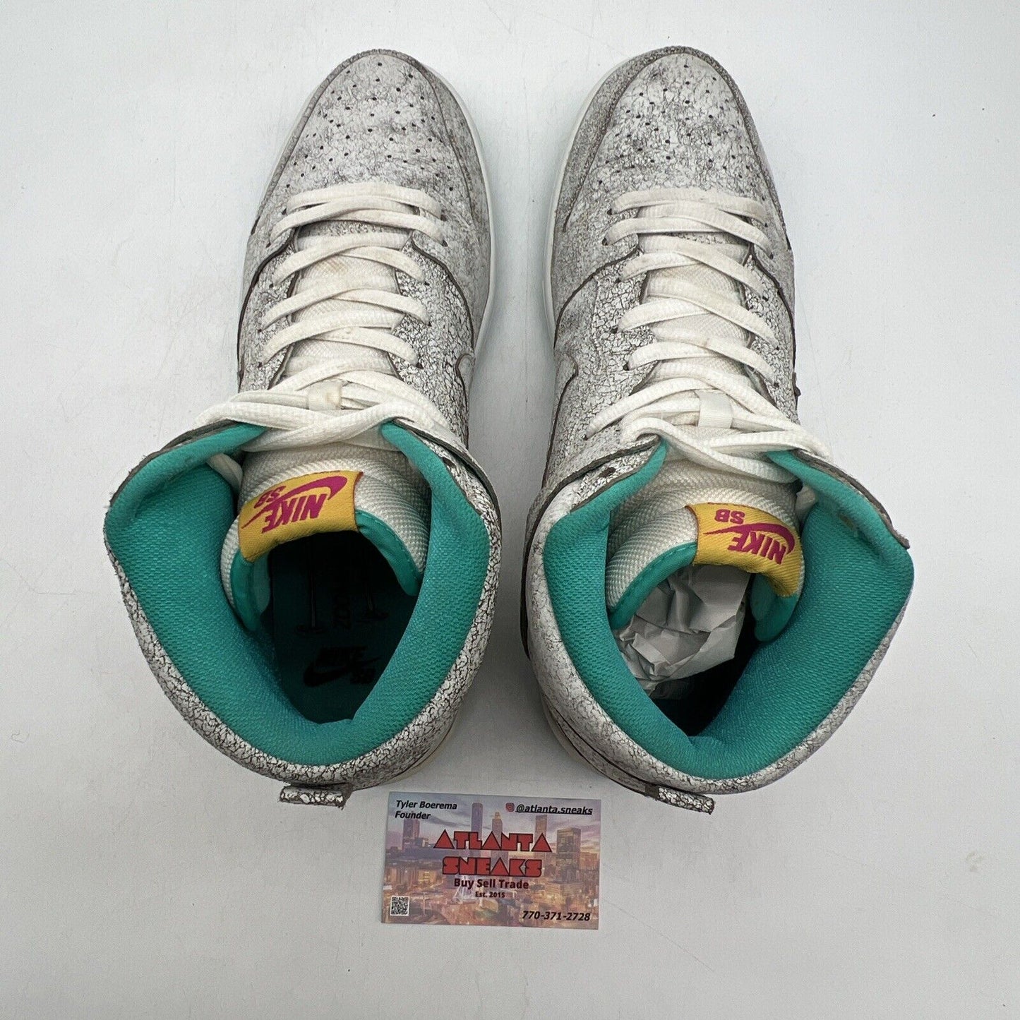 Size 12 - Nike Dunk Premium SB High Flamingo Aqua Leather (313171-117)