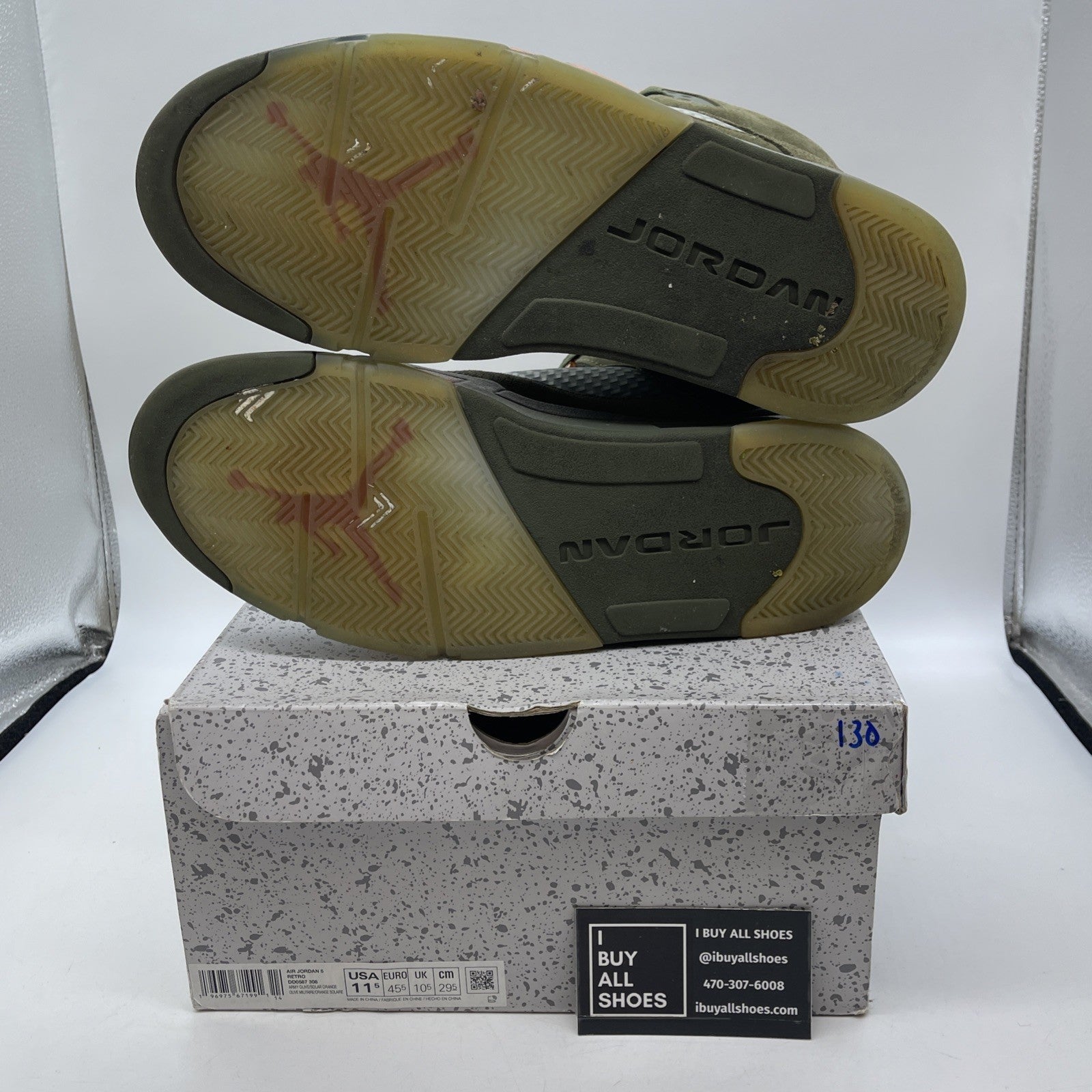 Size 11.5 - Air Jordan 5 Retro 2024 Olive Green Orange Suede (DD0587-308)