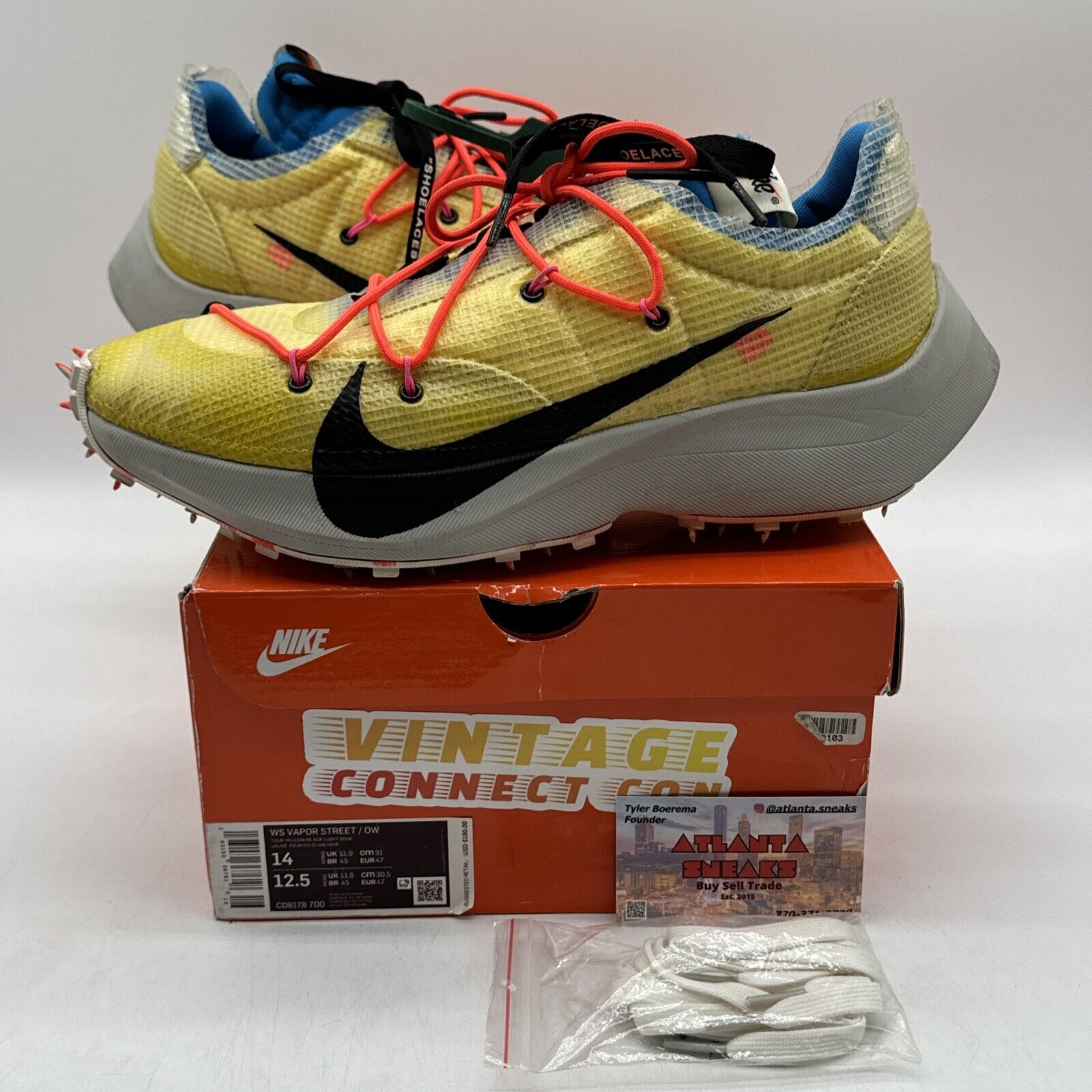 Size 14 - Nike Vapor Street x Off-White Low Tour Yellow W 12.5 Men’s Orange Blck