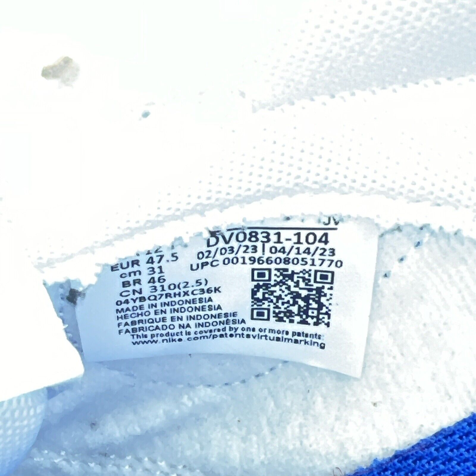 Size 13 - Nike Dunk Low White Hyper Royal White Leather (DV0831-104)