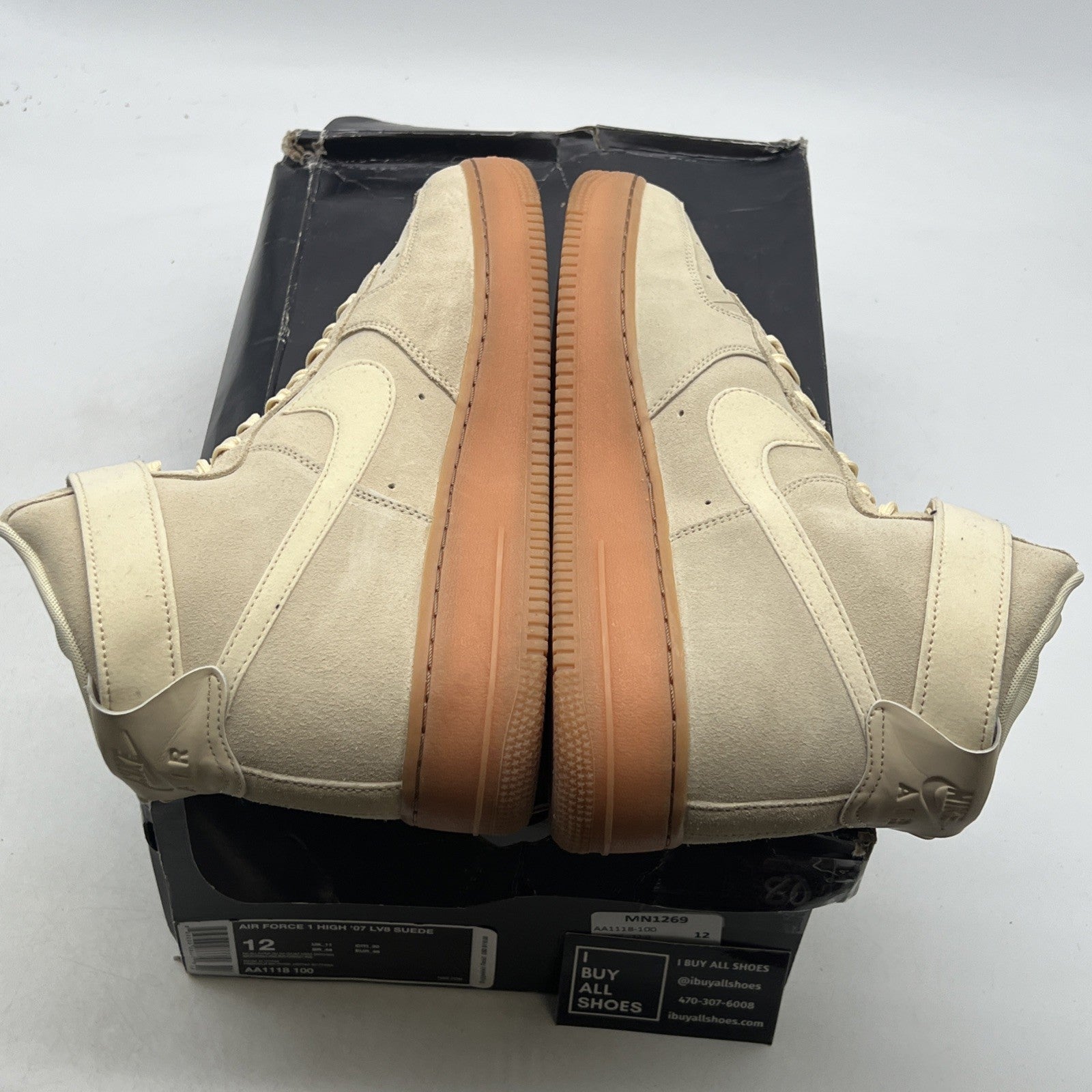 Size 12 - Nike Air Force 1 07 LV8 Suede High Mushroom (AA1118-100)