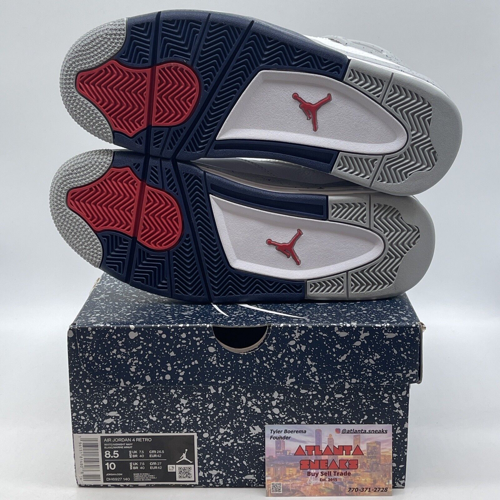 Size 8.5 - Jordan 4 Retro Mid Midnight Navy White Grey Leather (DH6927-140)