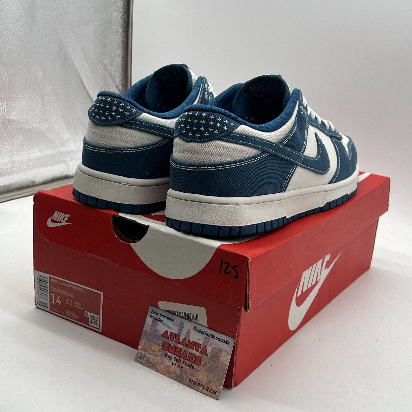 Size 14 - Nike Dunk Low SE Sashiko - Industrial Blue White (DV0834-101)