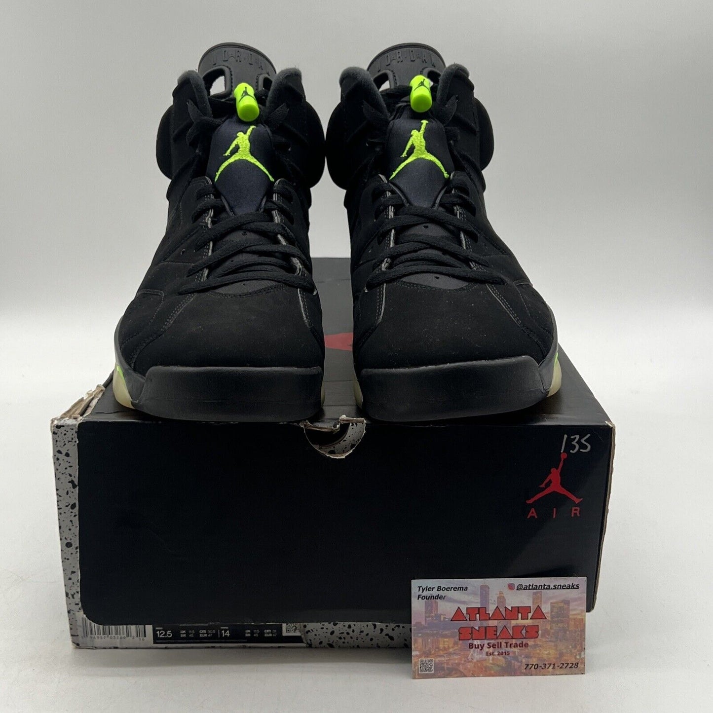 Size 12.5 - Jordan 6 Retro Electric Green 2021 Black Suede (CT8529-003)