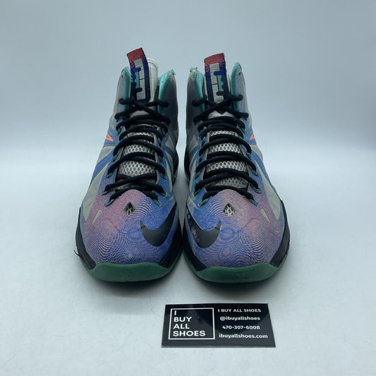 Size 8 - Nike LeBron 10 Pure Platinum Blue Purple Grey Leather (541100-008)