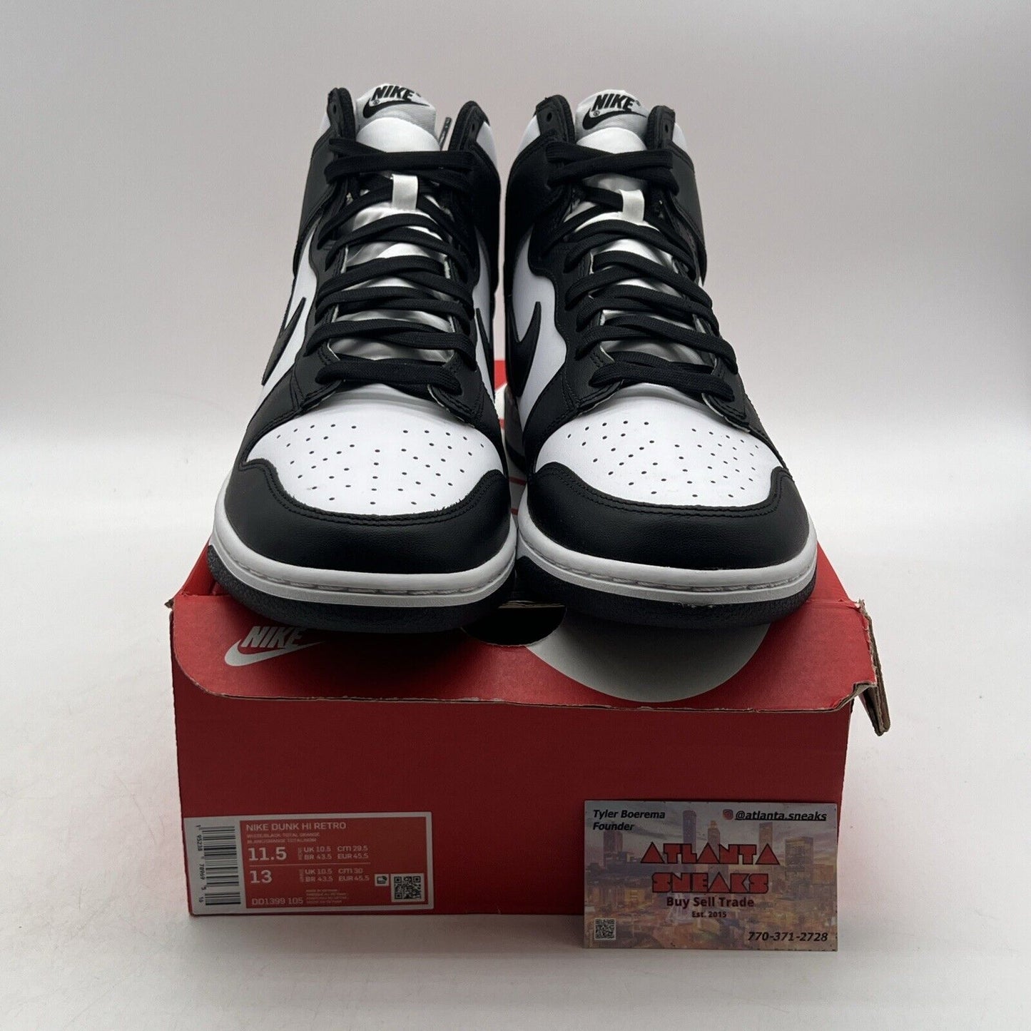 Size 11.5 - Nike Dunk High Black White Leather (DD1399-105)