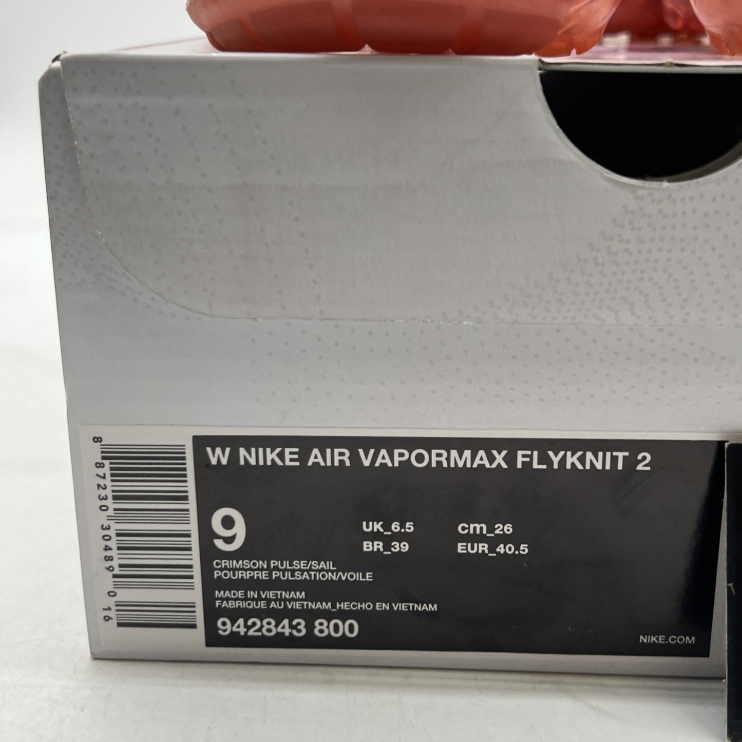 Size 9 - Nike Air VaporMax 2 Crimson Pulse W (942843-800)