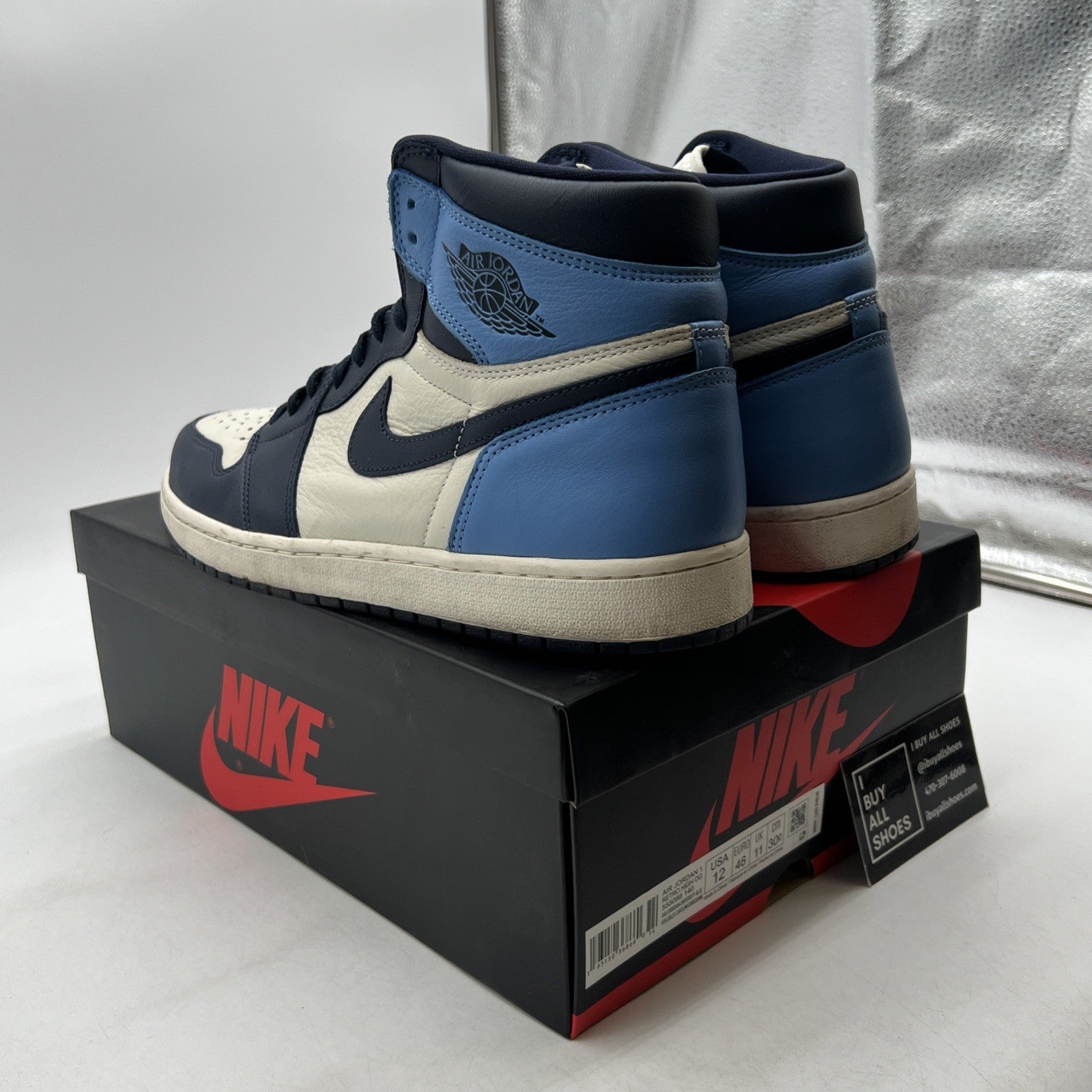 Size 12 - Air Jordan 1 Retro OG High Obsidian UNC 2019 (555088-140)