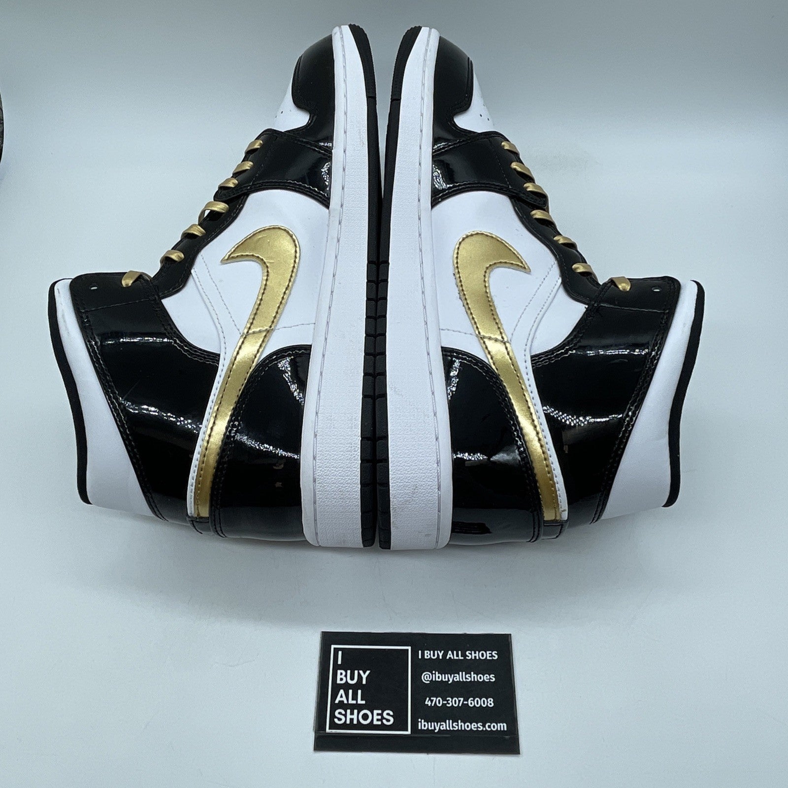Size 12 - Air Jordan 1 Mid SE Patent Black Gold (852542-007)