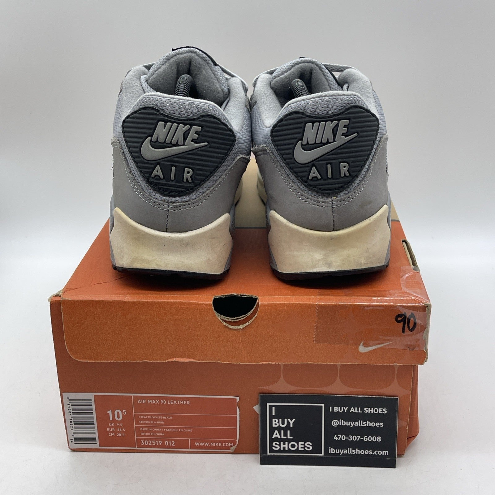Size 10.5 - Nike Air Max 90 Leather Gray (302519-012)