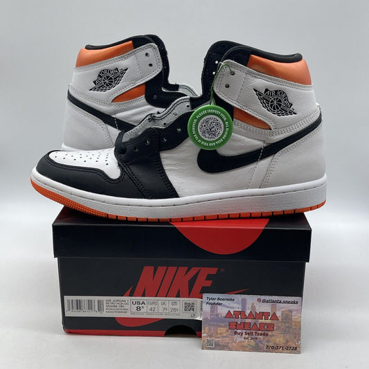 Size 8.5 - Jordan 1 Retro High Electro Orange Black Leather (555088-180)