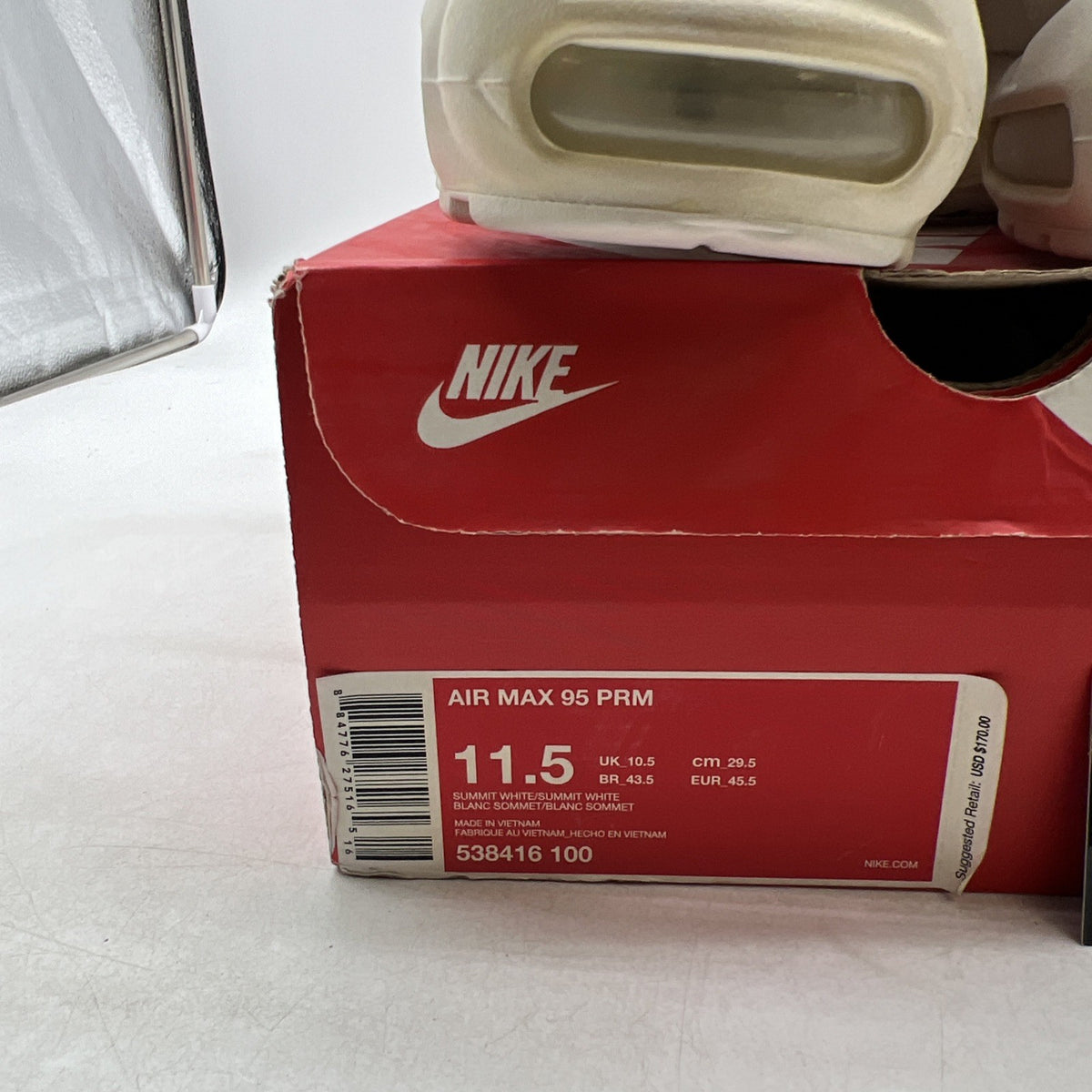 Size 11.5 - Nike Air Max 95 Premium Summit White (538416-100)