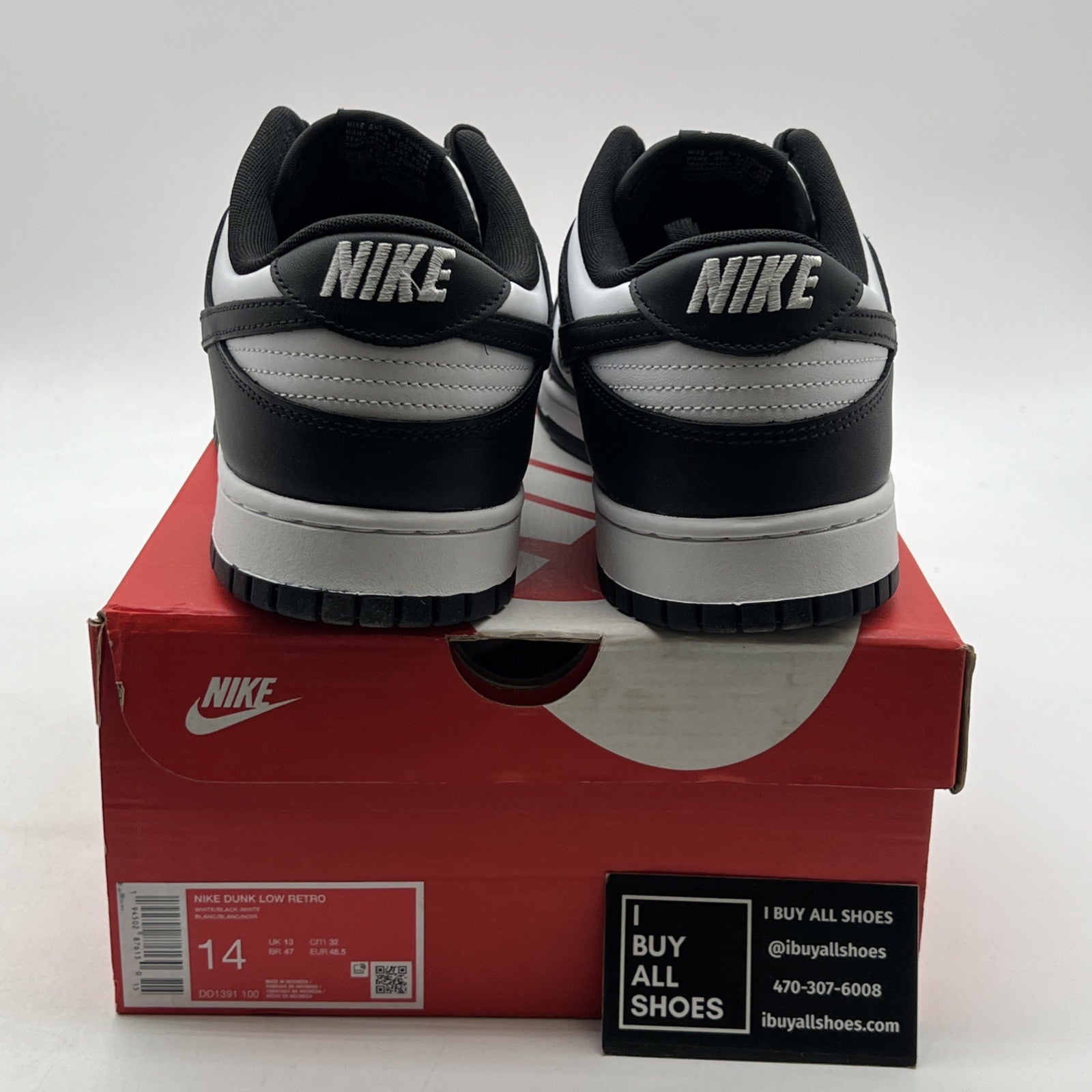 Size 14 - Nike Dunk Low Black White (DD1391-100)