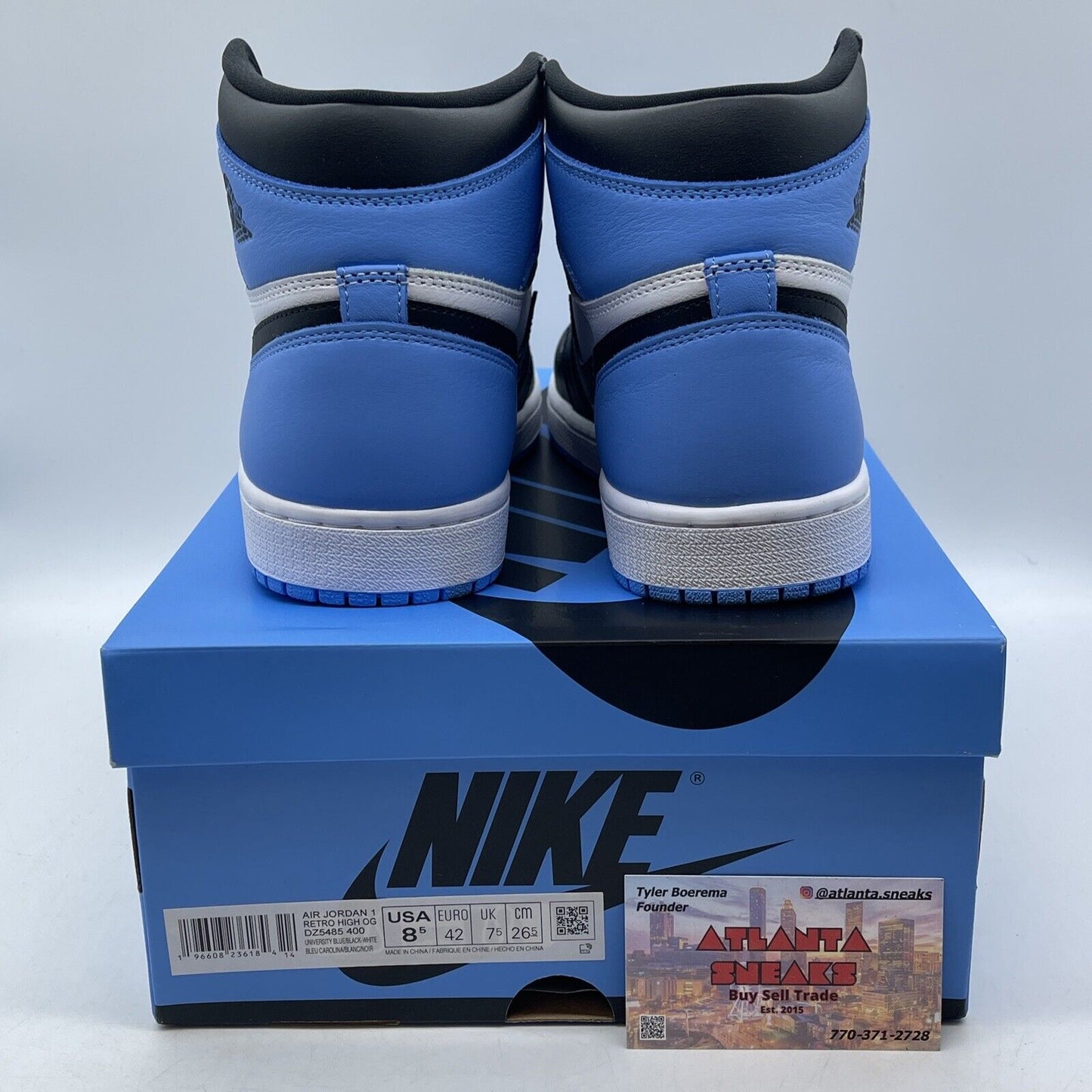 Size 8.5 - Jordan 1 Retro OG High UNC Toe Black Blue White Leather (DZ5485-400)